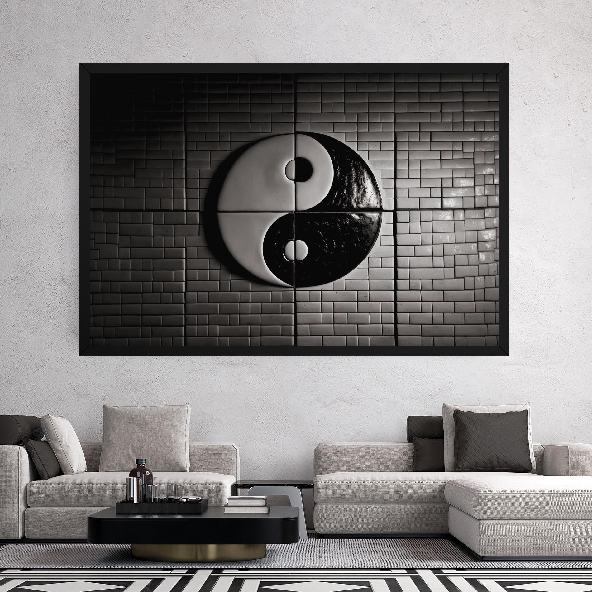 Leinwandbild Yinyang Tiles Wall mockup 2