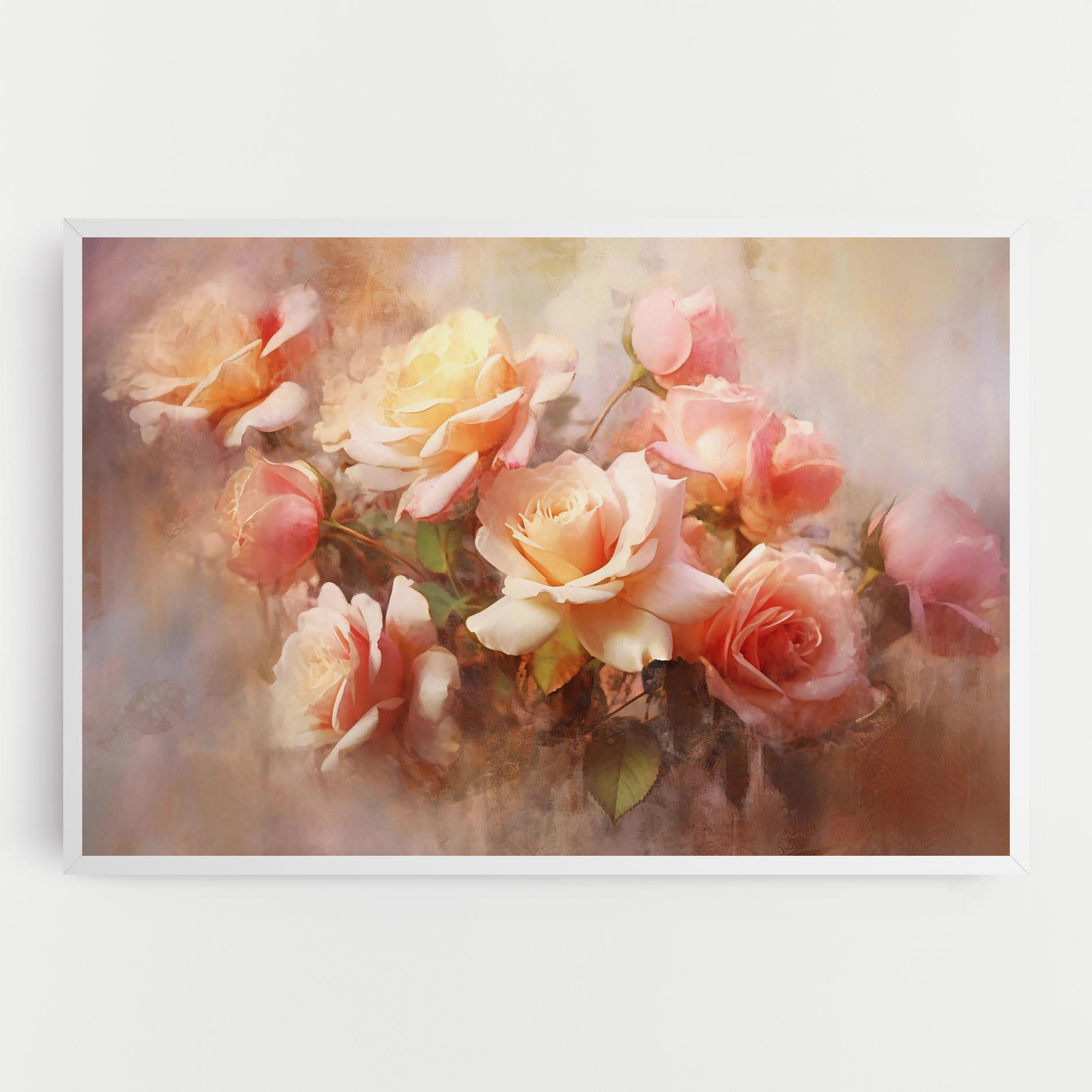 Leinwandbild Roses Bouquet Painting mockup 0