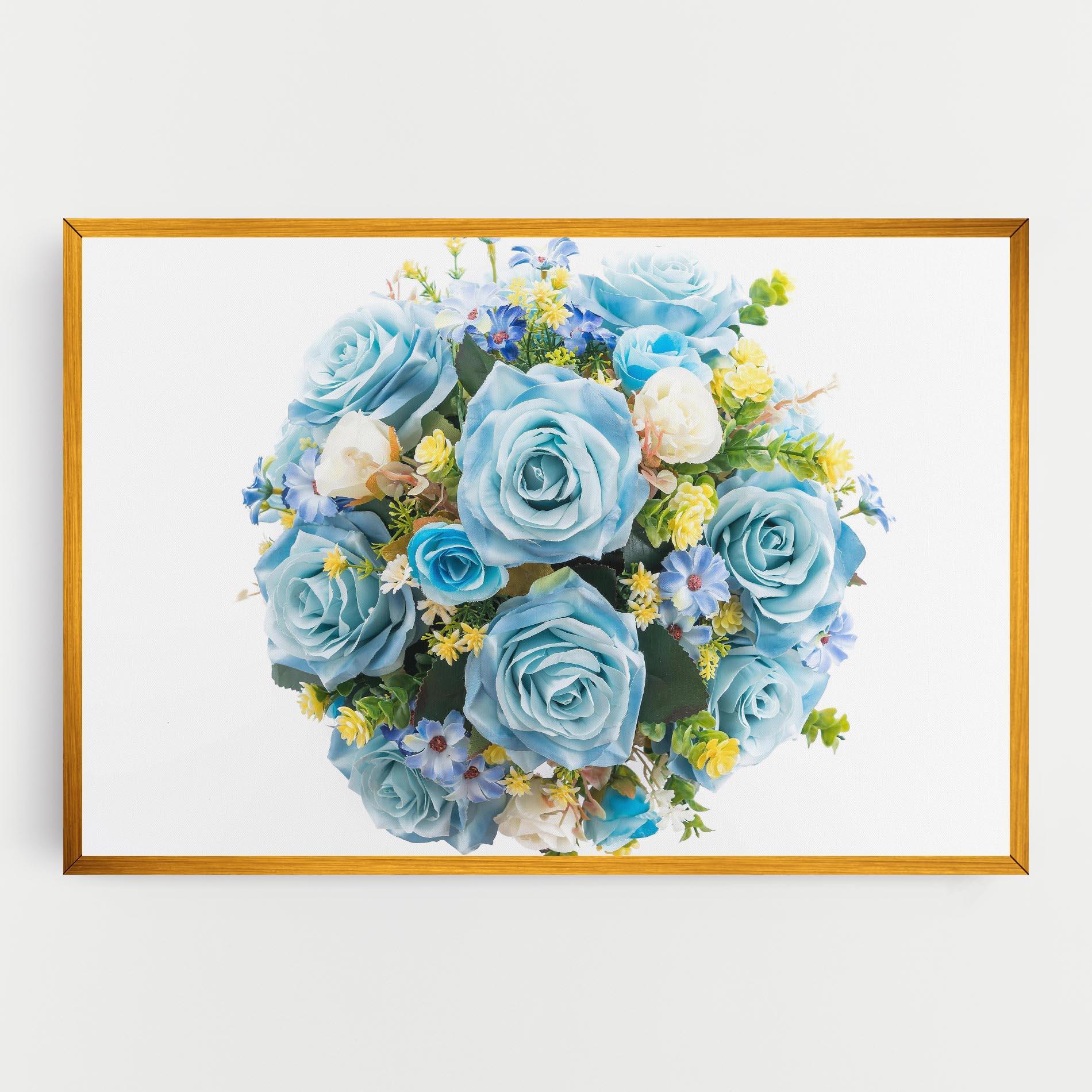 Leinwandbild Blue Roses Bouquet mockup 0