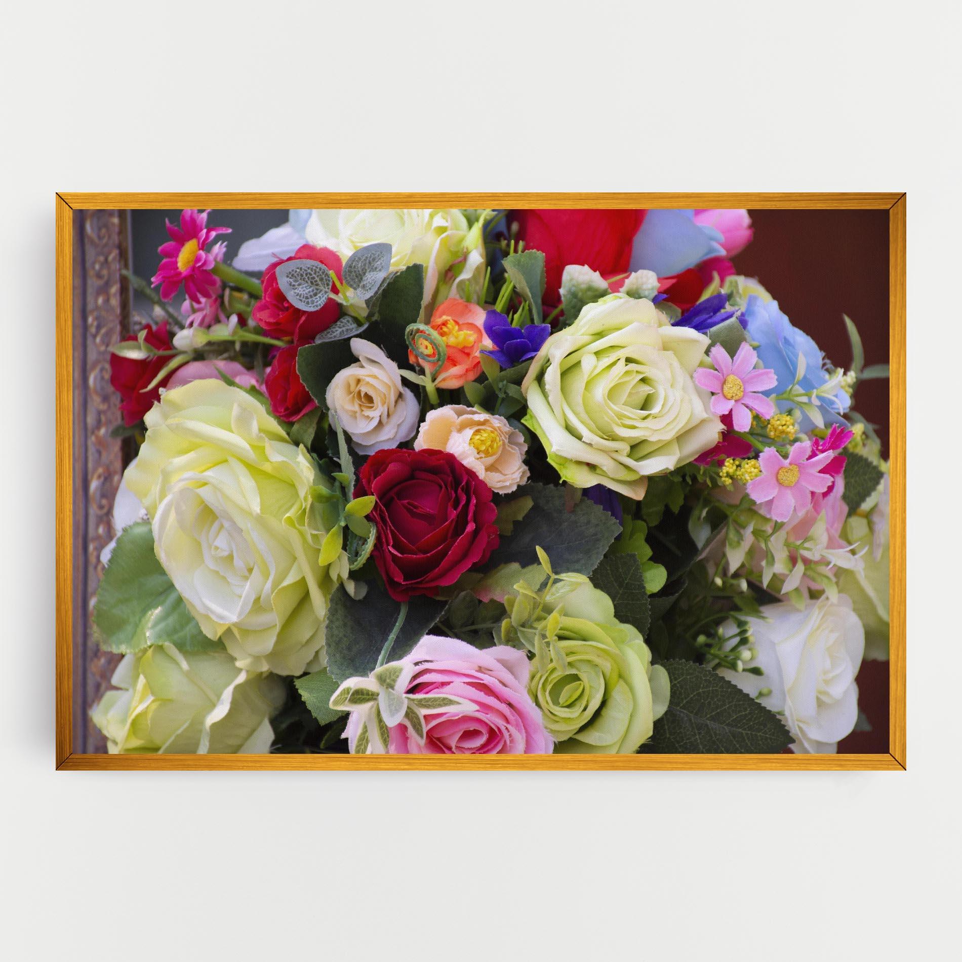 Leinwandbild Mixed Roses Bouquet mockup 0