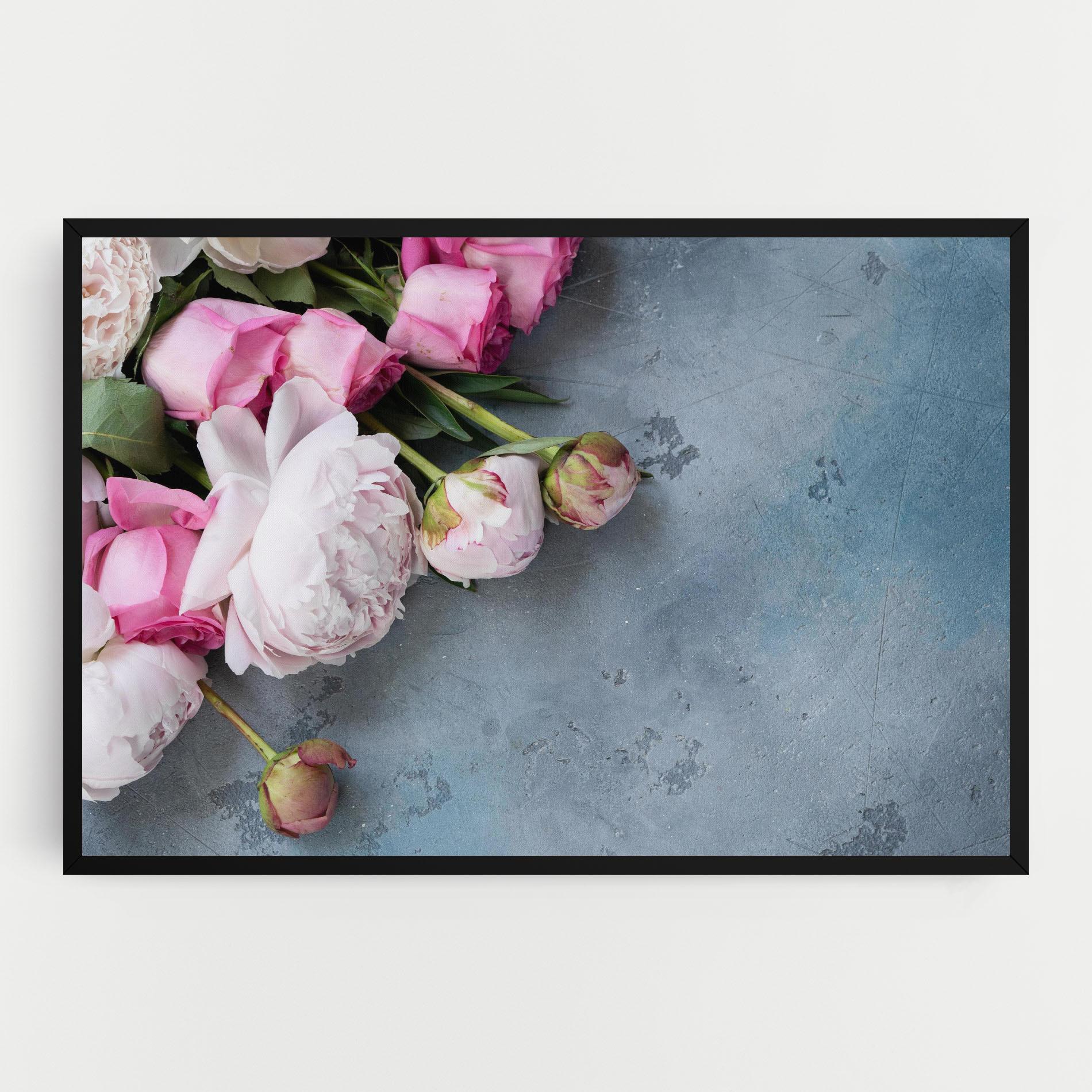 Leinwandbild Cute Pink Peonies mockup 0