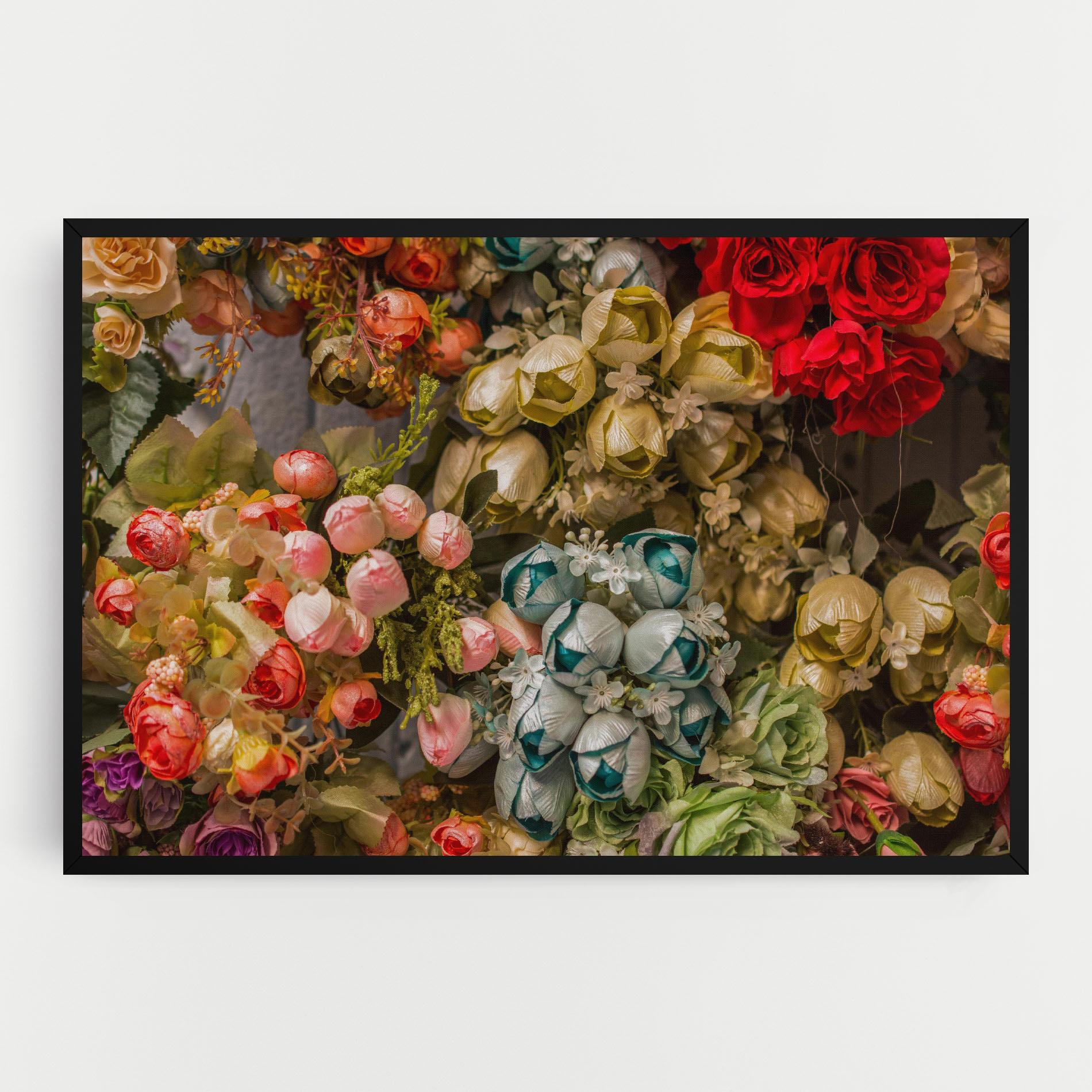Leinwandbild Fake Flowers Wall mockup 0