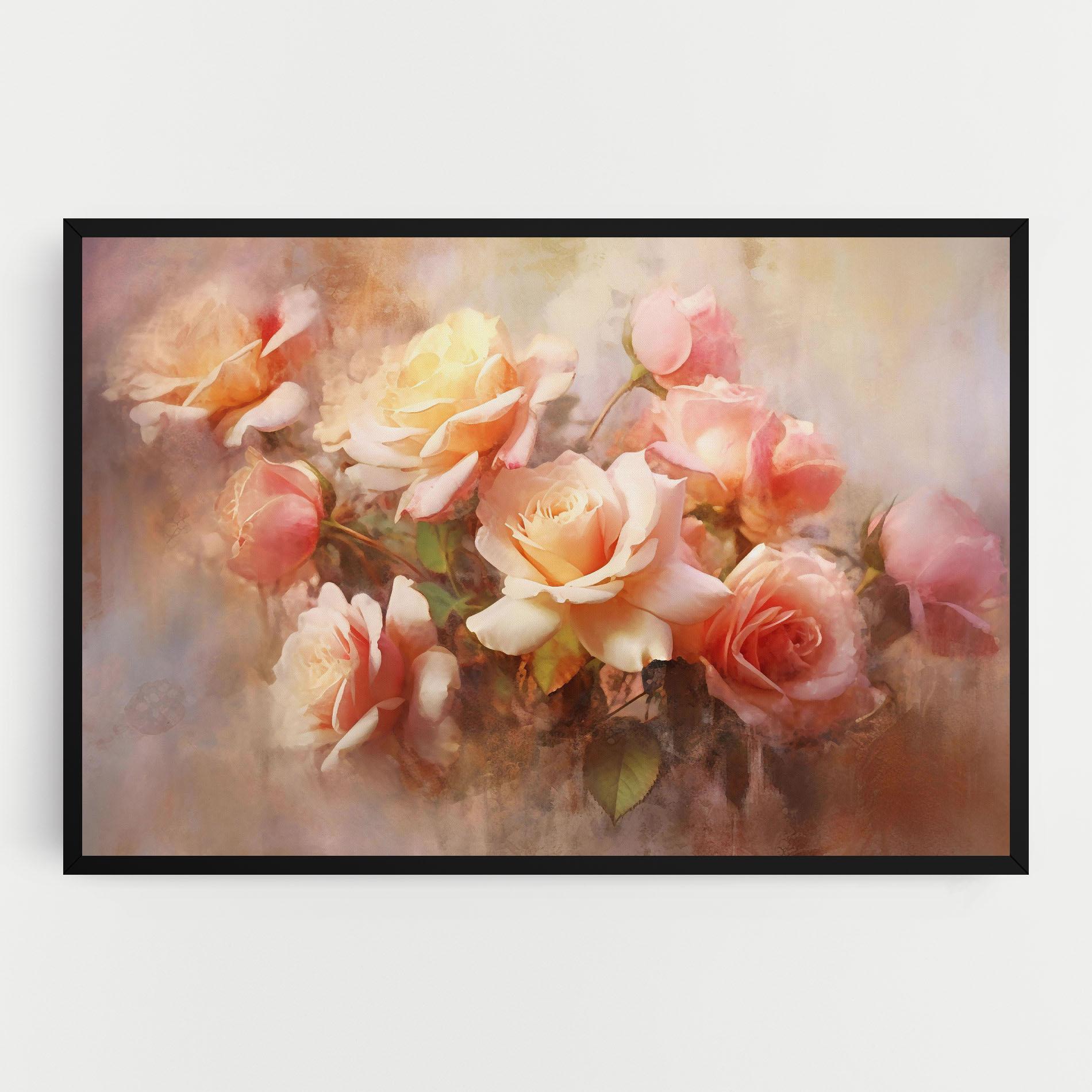 Leinwandbild Roses Bouquet Painting mockup 0