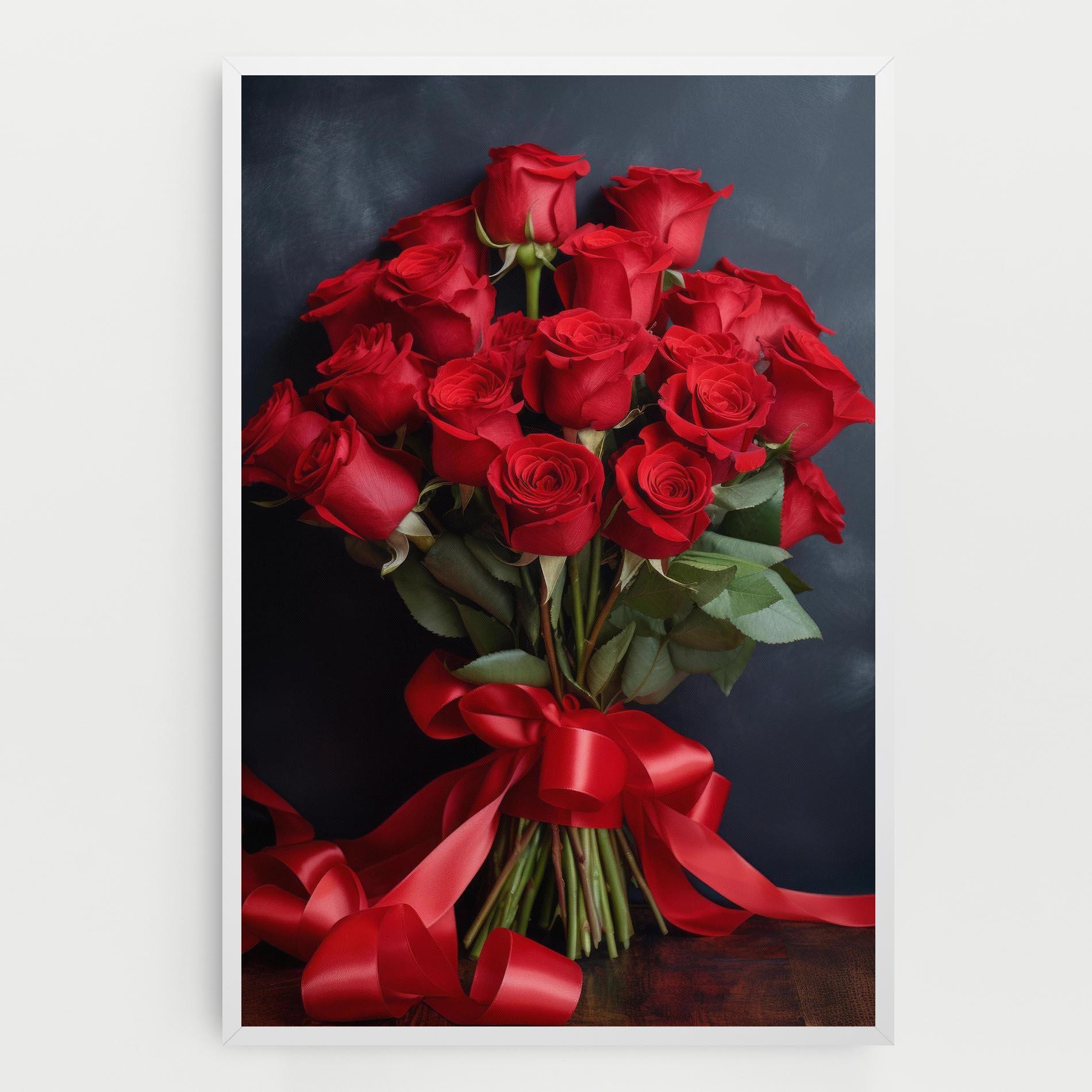 Leinwandbild Beautiful Red Roses Bouquet mockup 0