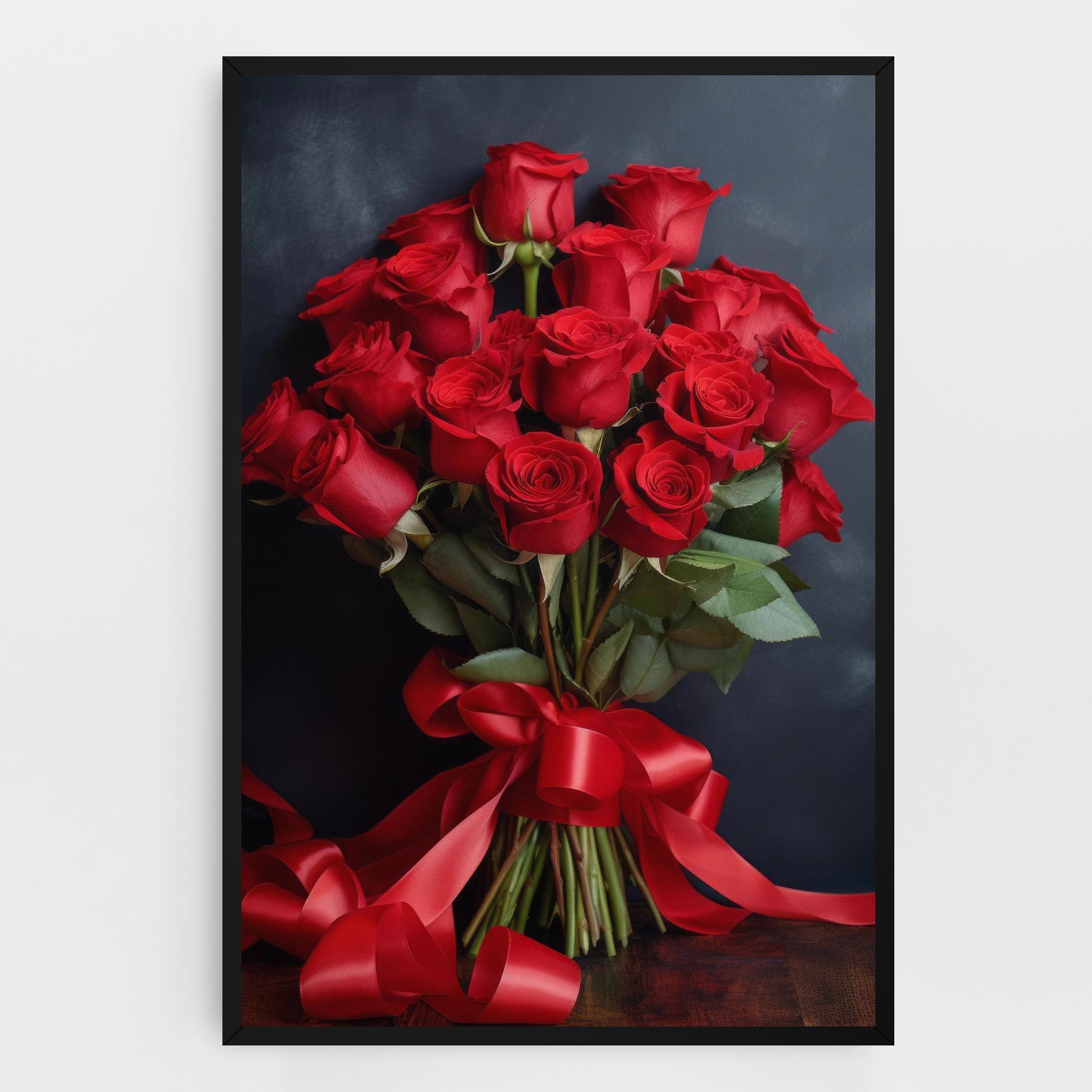 Leinwandbild Beautiful Red Roses Bouquet mockup 0