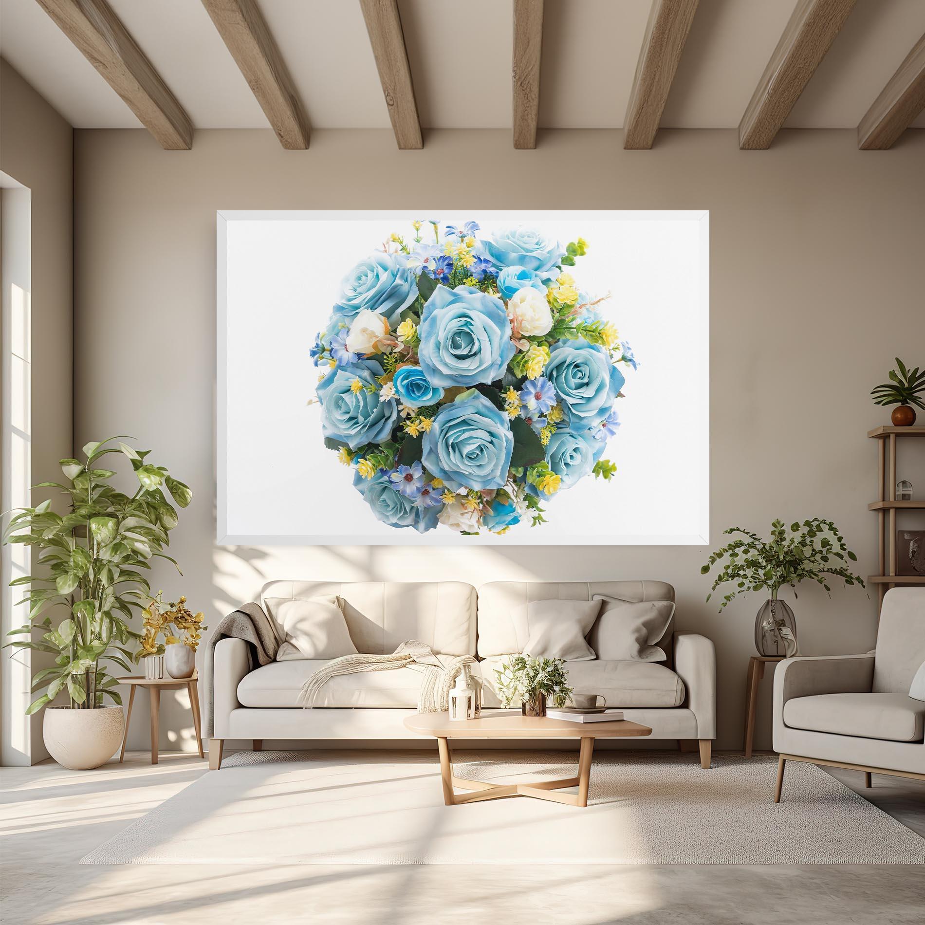 Leinwandbild Blue Roses Bouquet mockup 6