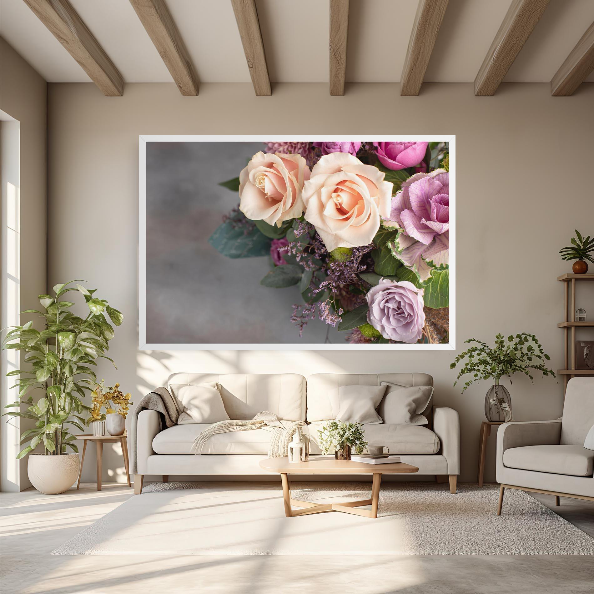 Leinwandbild Cream Purple Bouquet mockup 6