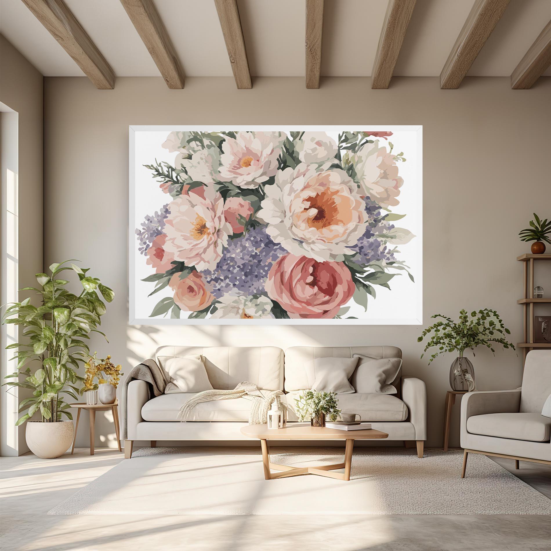 Leinwandbild Pretty Watercolor Bouquet mockup 6