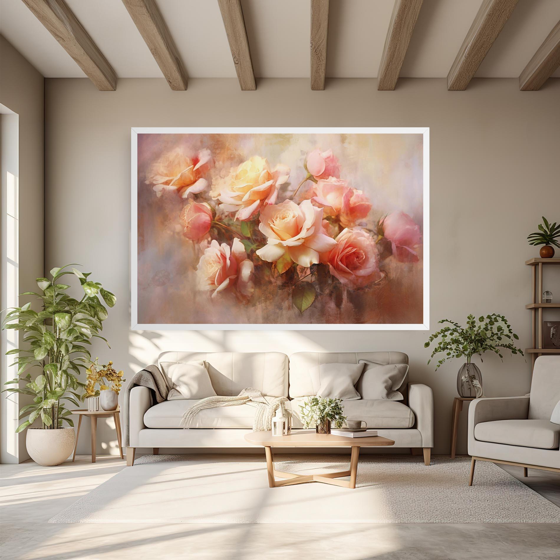 Leinwandbild Roses Bouquet Painting mockup 6