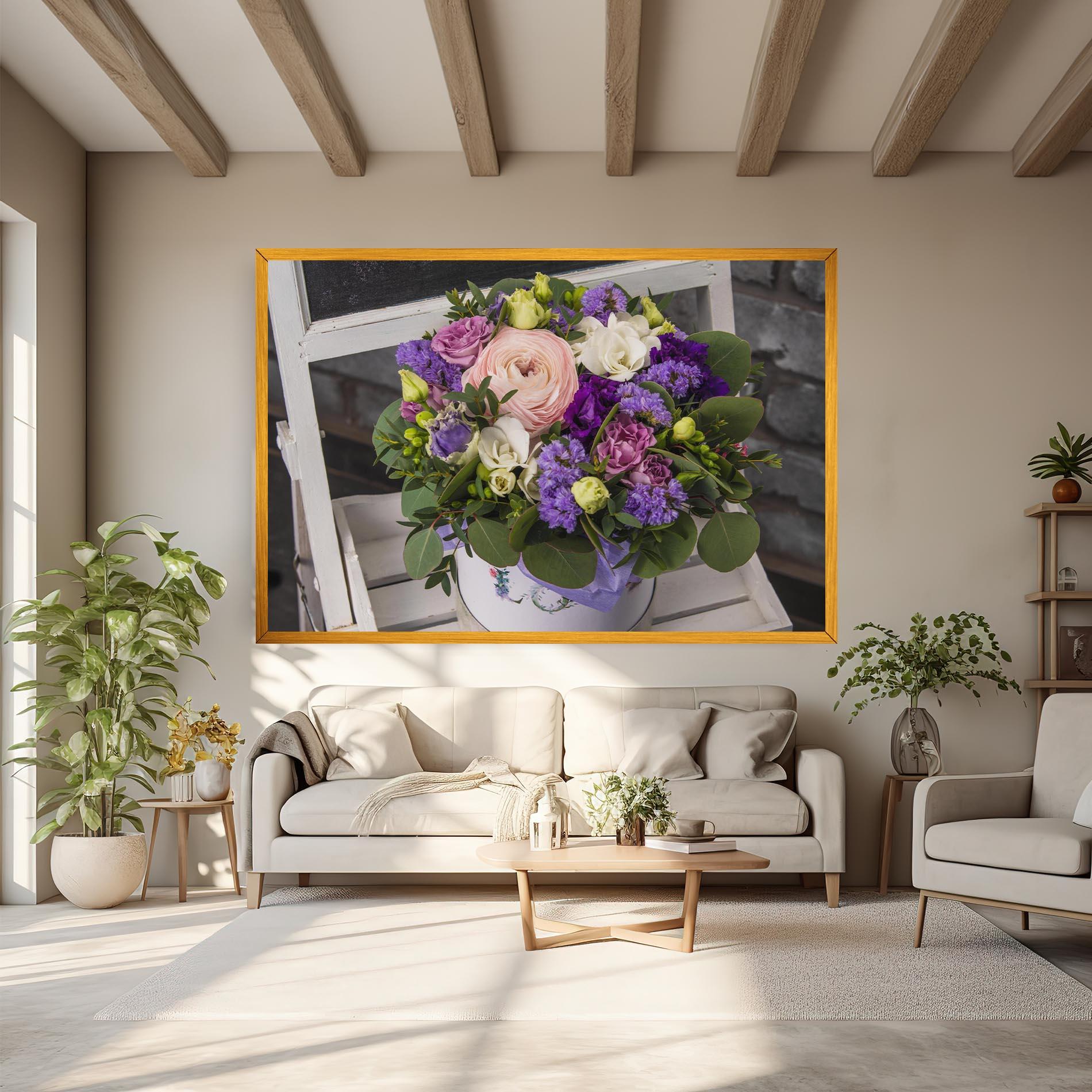 Leinwandbild Big Pink Rose Bouquet mockup 6