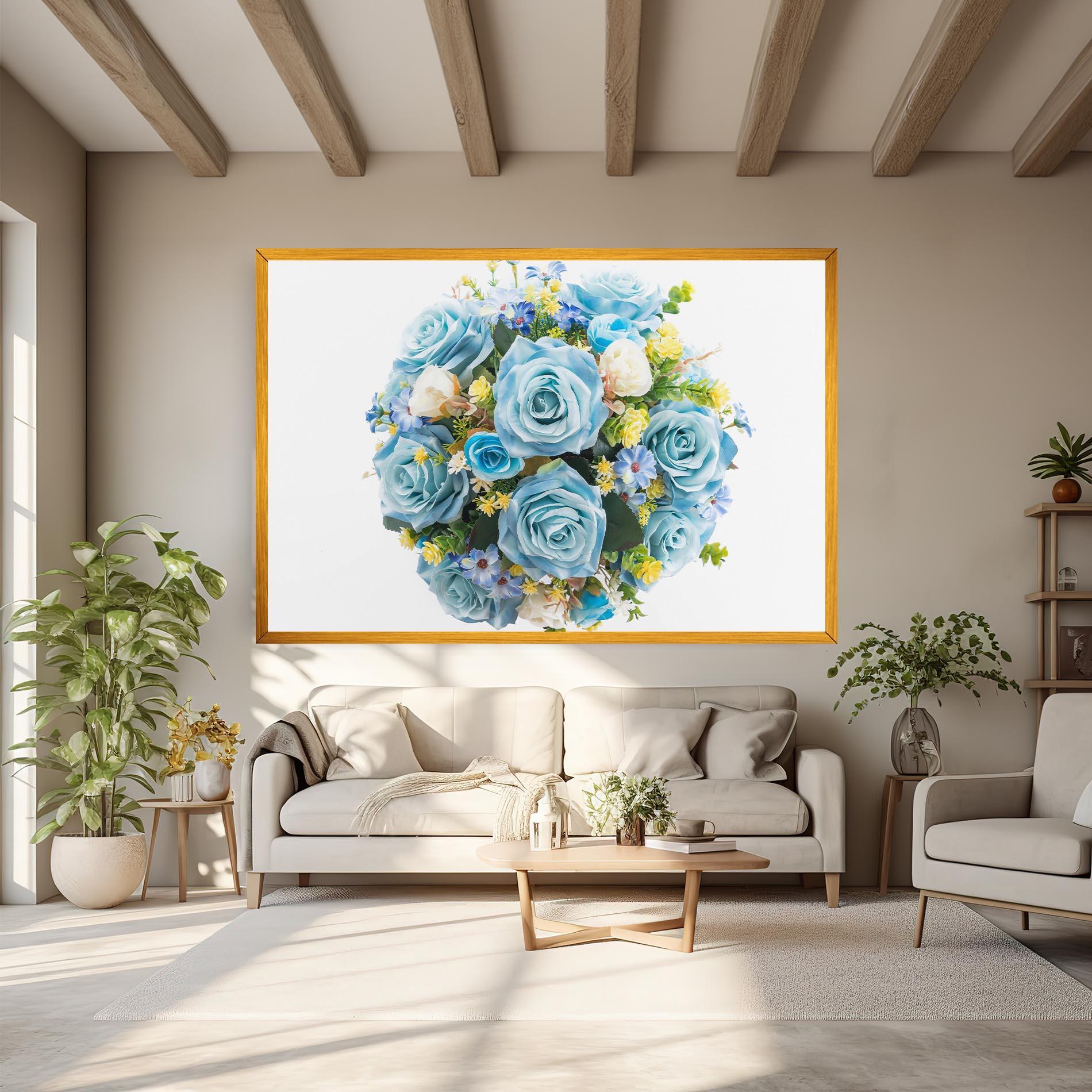 Leinwandbild Blue Roses Bouquet mockup 6