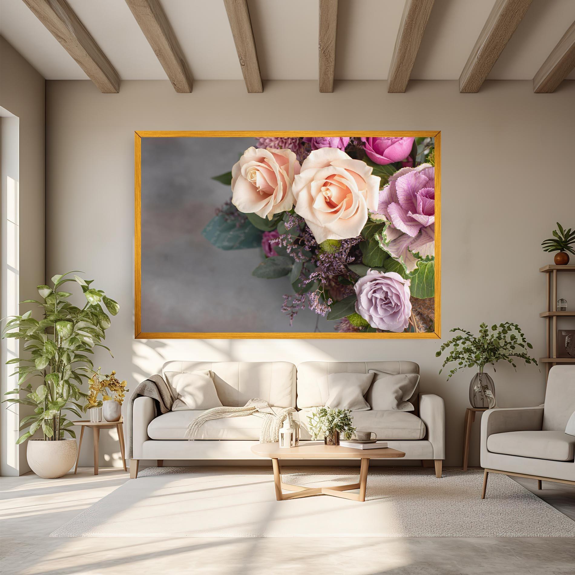 Leinwandbild Cream Purple Bouquet mockup 6