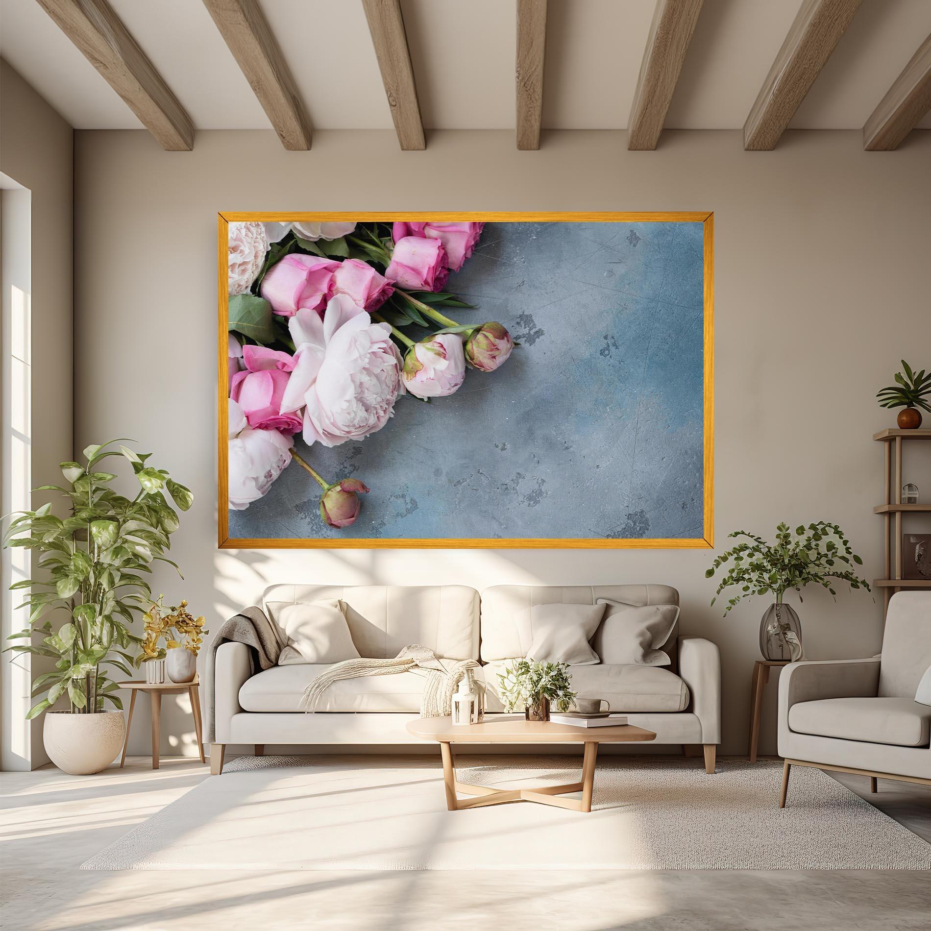 Leinwandbild Cute Pink Peonies mockup 6