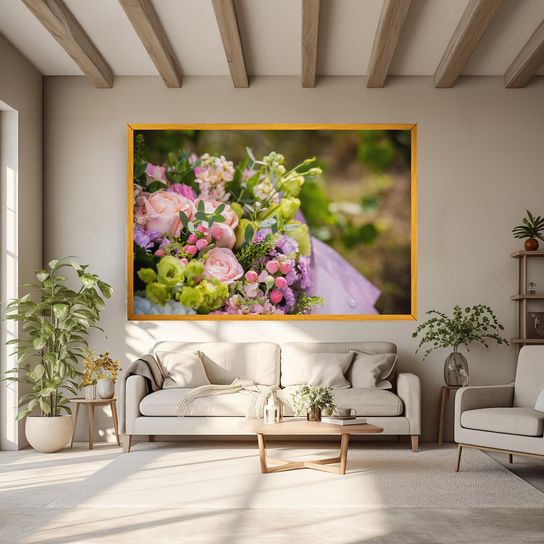 Leinwandbild Green Pink Bouquet mockup 6