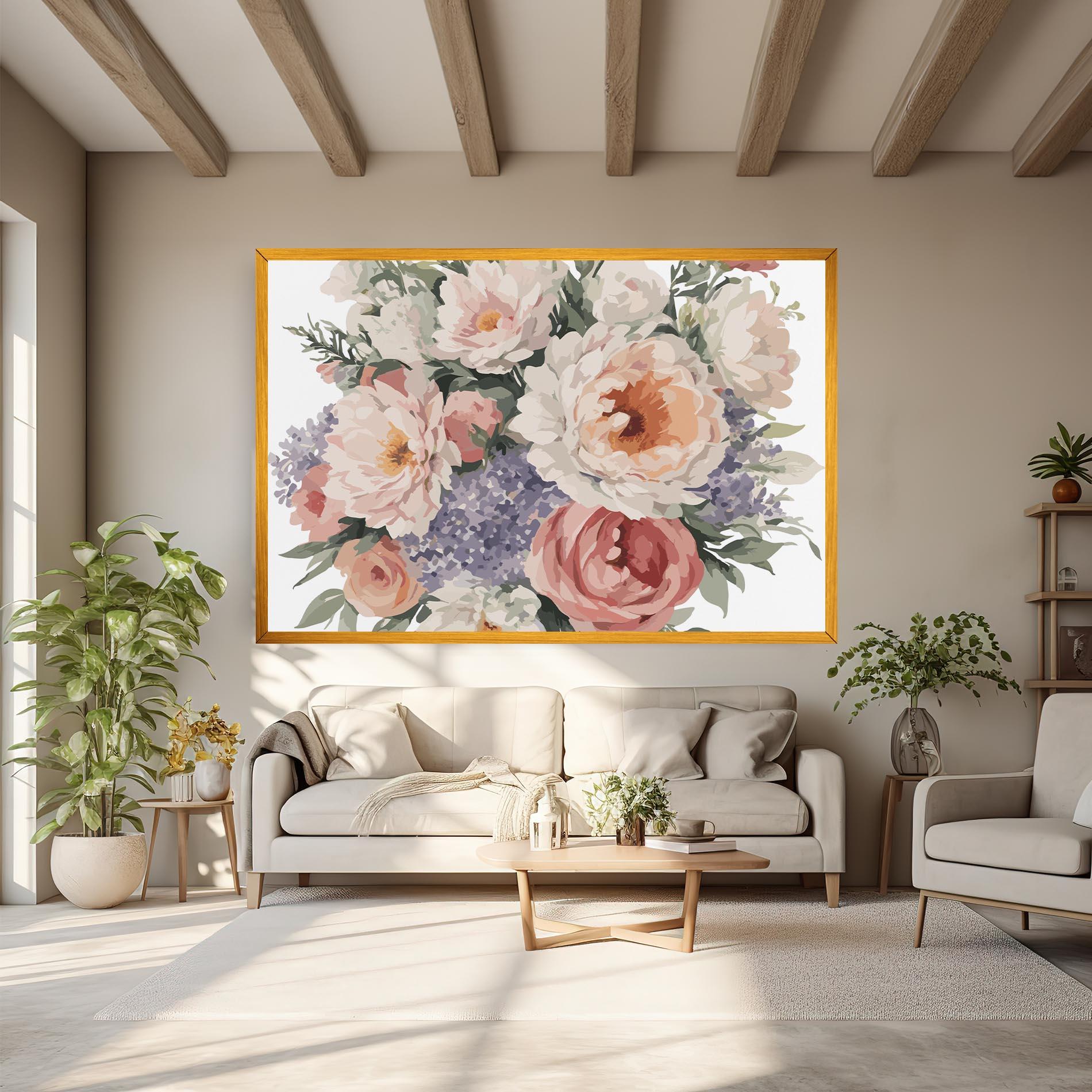 Leinwandbild Pretty Watercolor Bouquet mockup 6