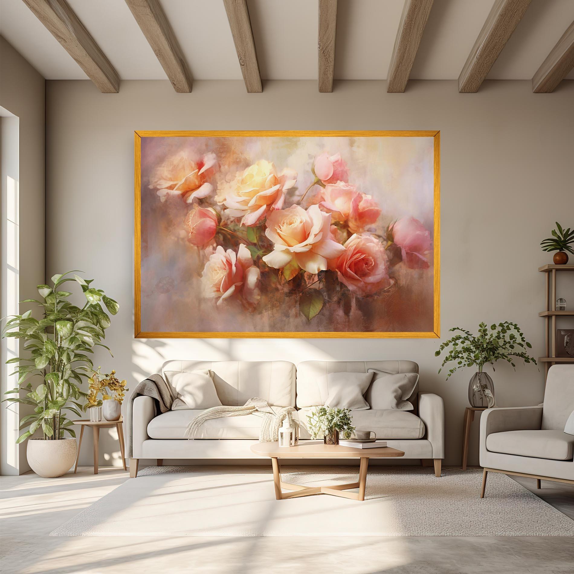 Leinwandbild Roses Bouquet Painting mockup 6