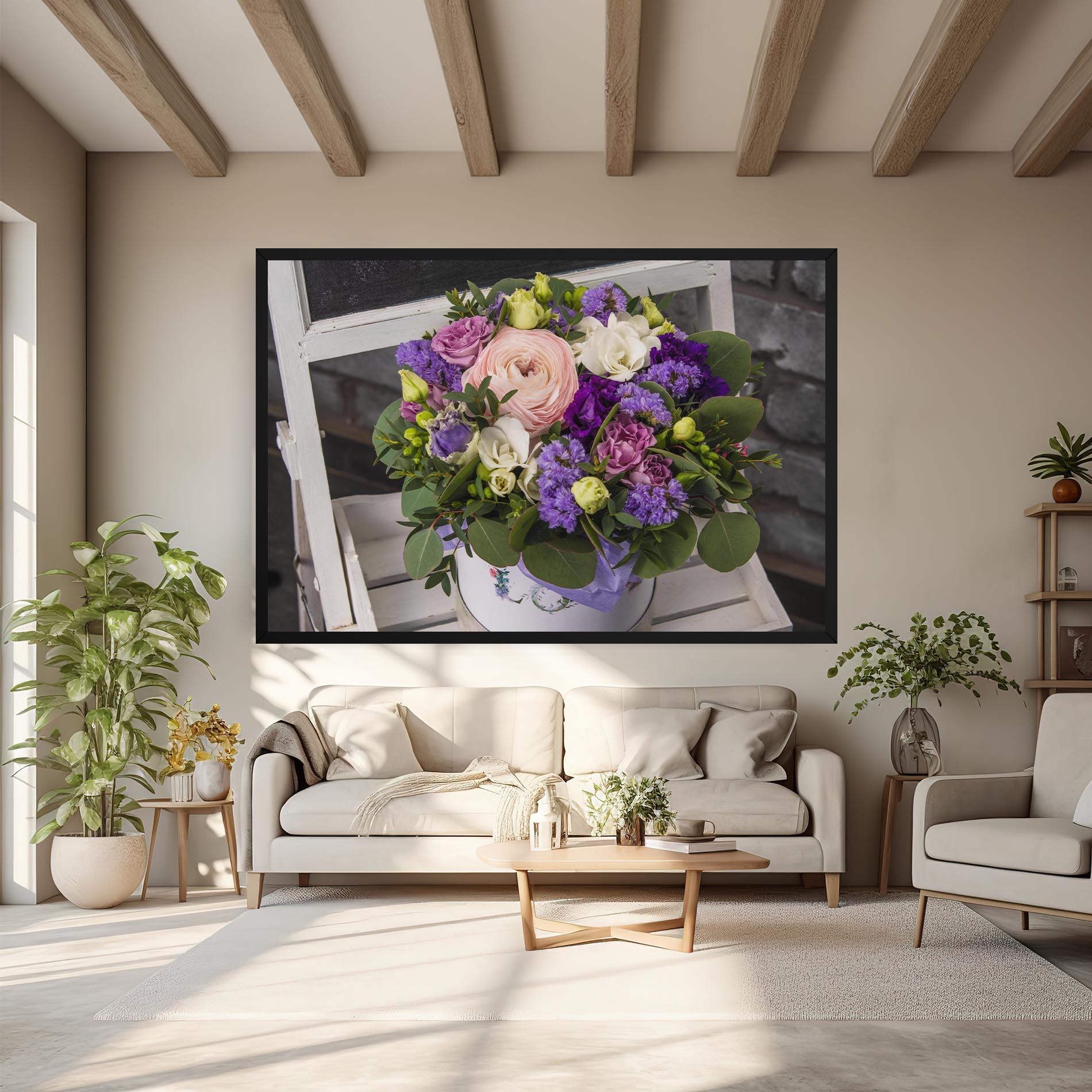 Leinwandbild Big Pink Rose Bouquet mockup 6