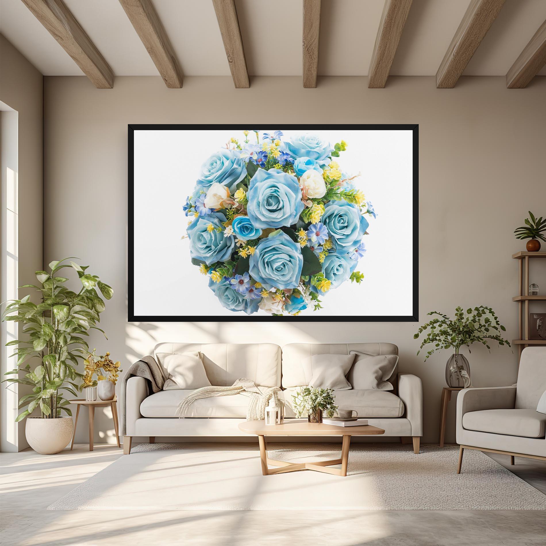 Leinwandbild Blue Roses Bouquet mockup 6