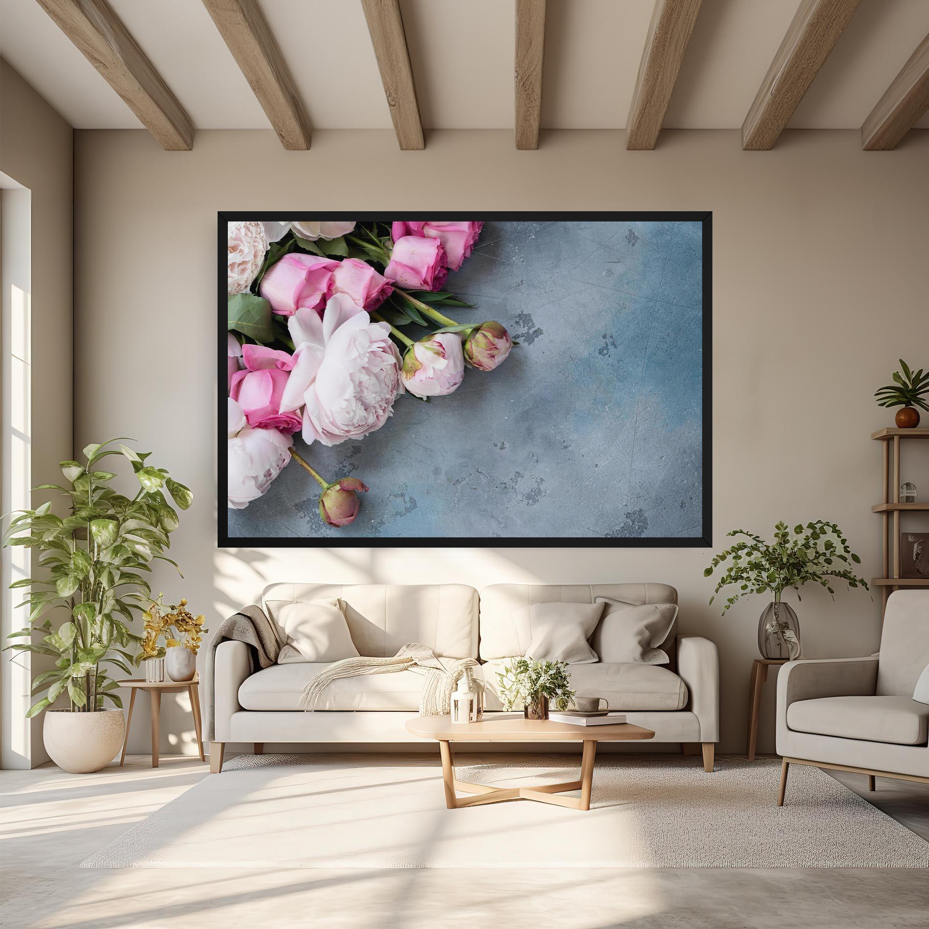 Leinwandbild Cute Pink Peonies mockup 6