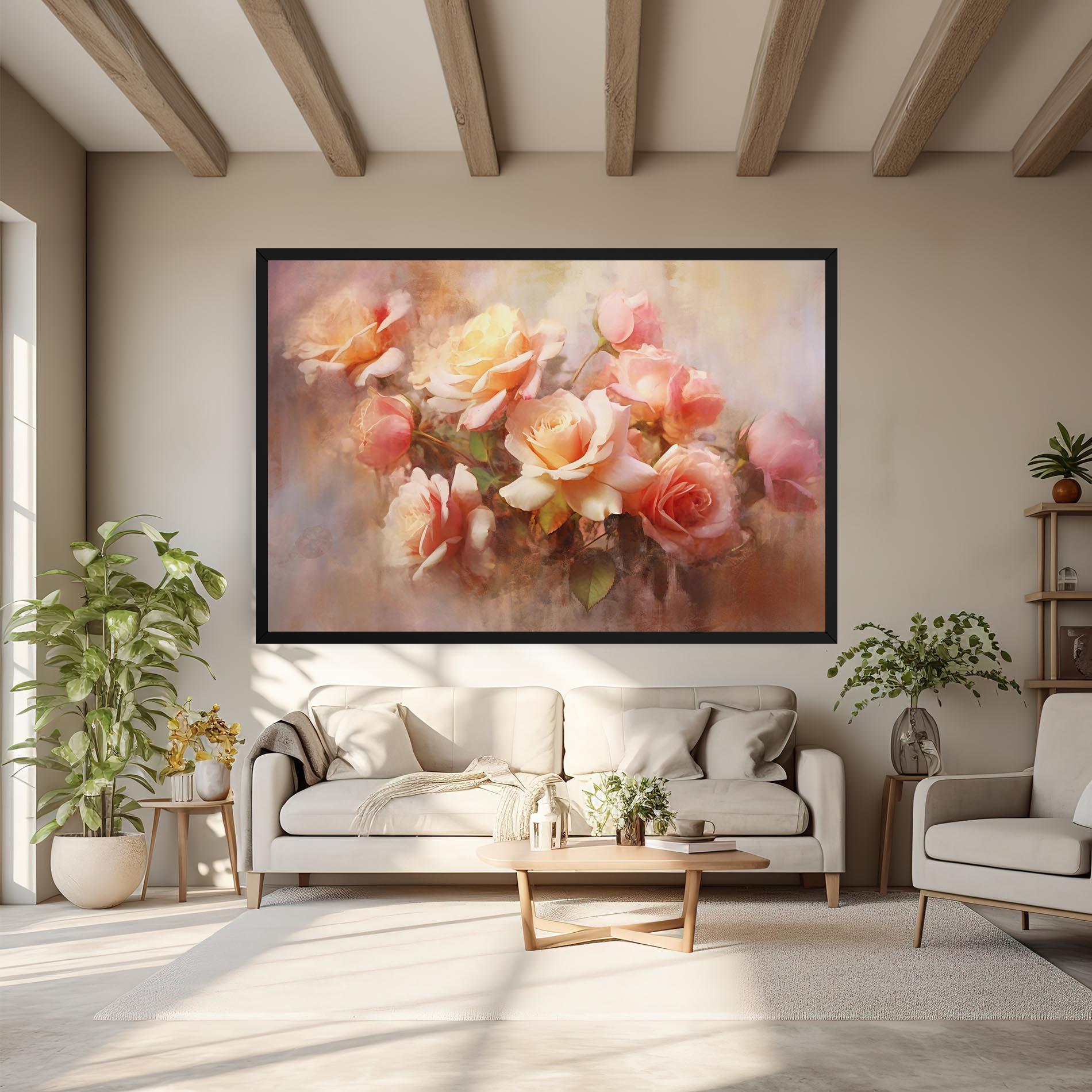 Leinwandbild Roses Bouquet Painting mockup 6