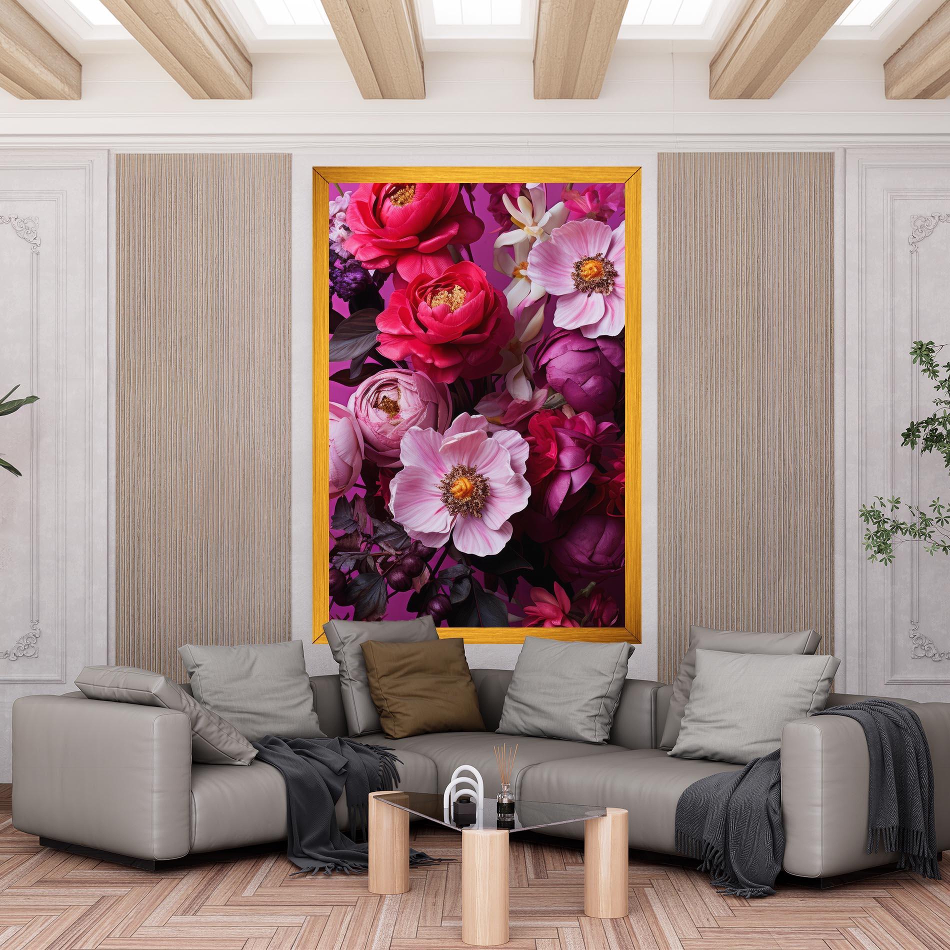 Leinwandbild Pink Red Bouquet mockup 6