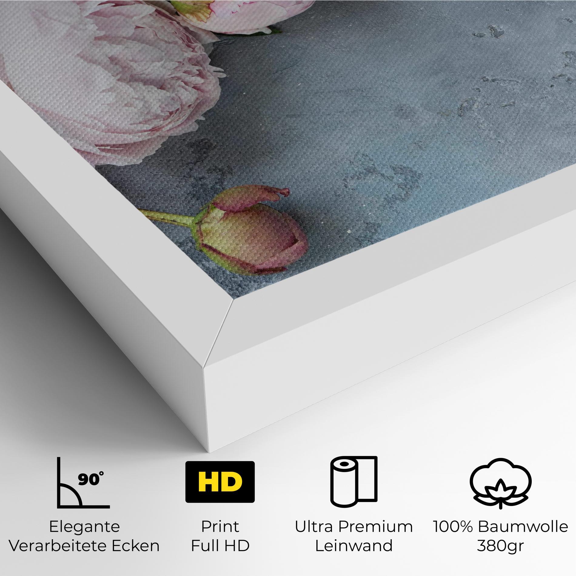 Leinwandbild Cute Pink Peonies mockup 4