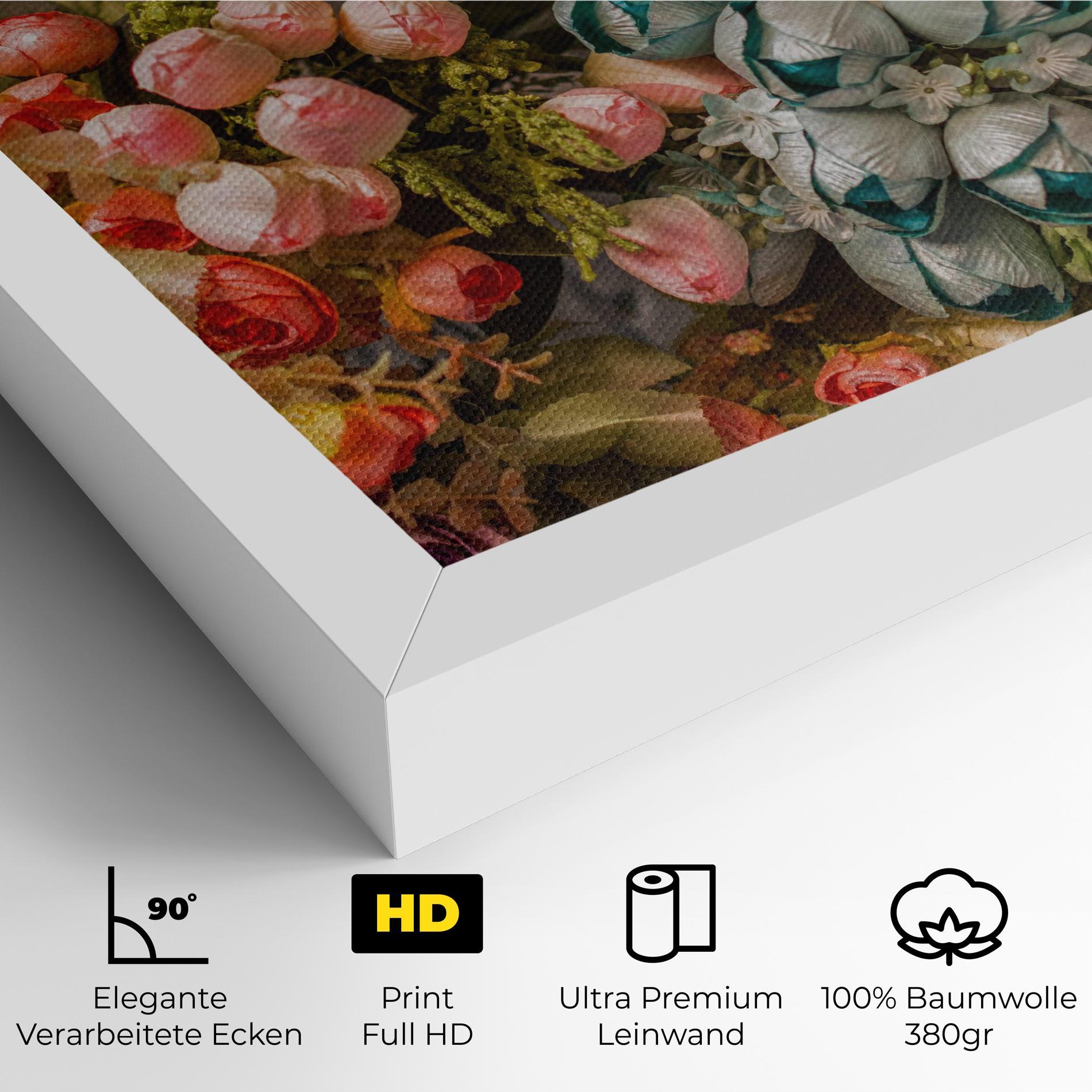 Leinwandbild Fake Flowers Wall mockup 4