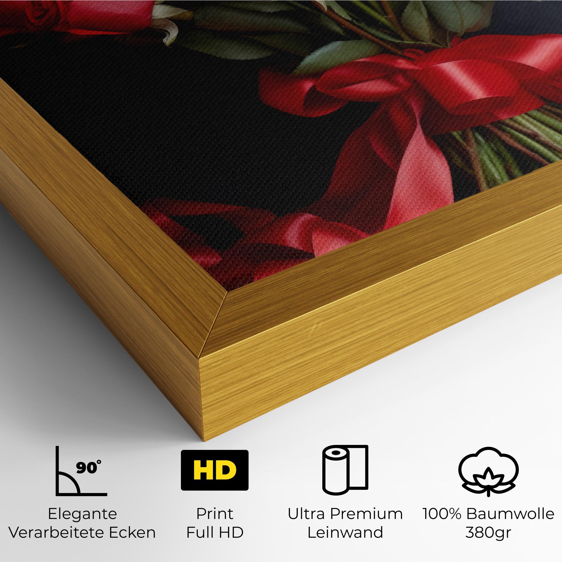 Leinwandbild Beautiful Red Roses Bouquet mockup 4