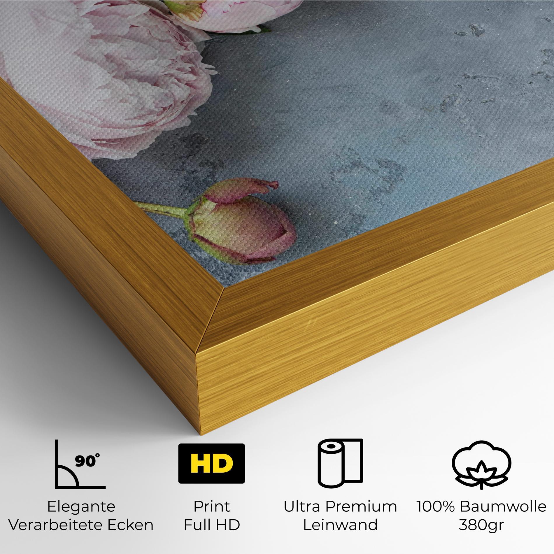 Leinwandbild Cute Pink Peonies mockup 4