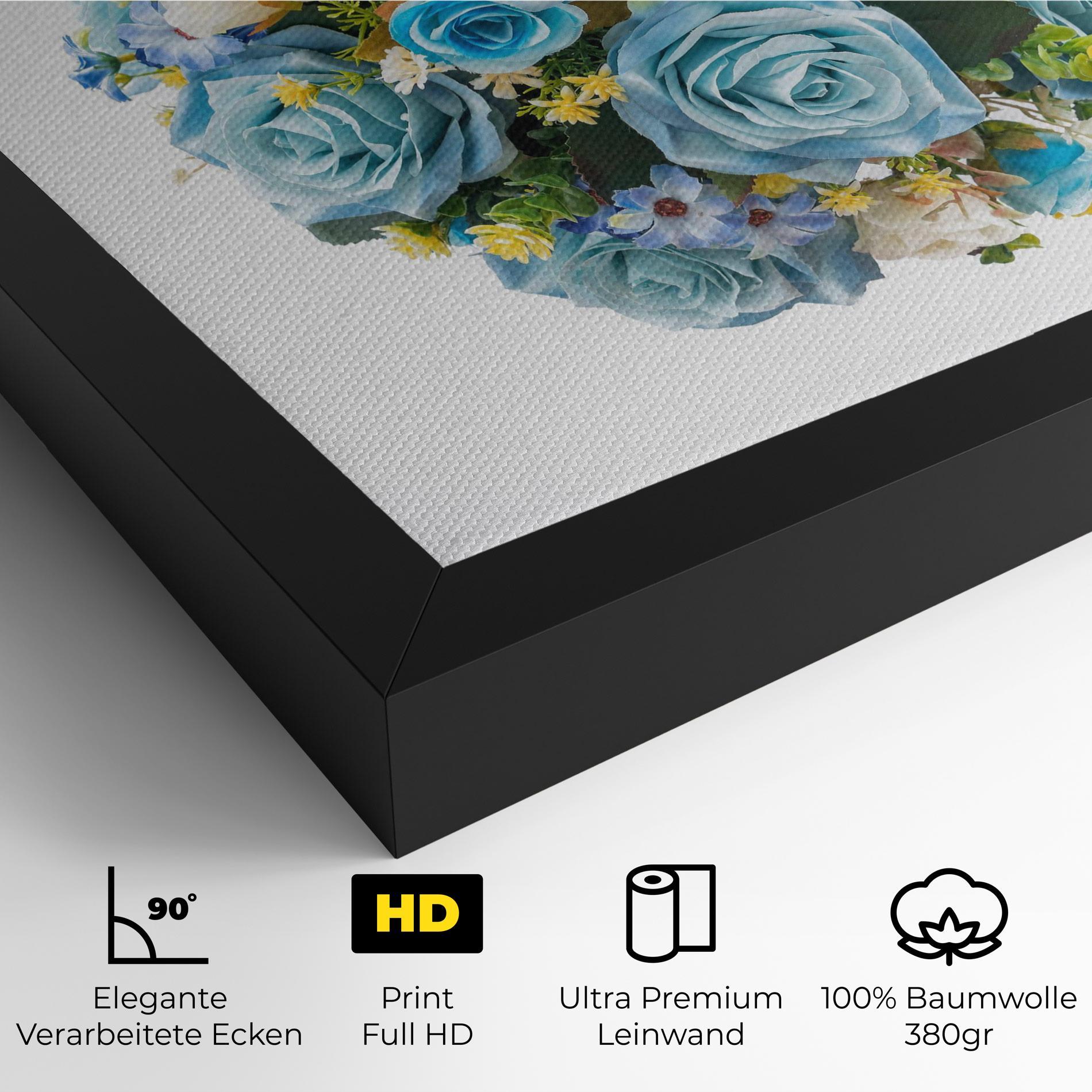 Leinwandbild Blue Roses Bouquet mockup 4