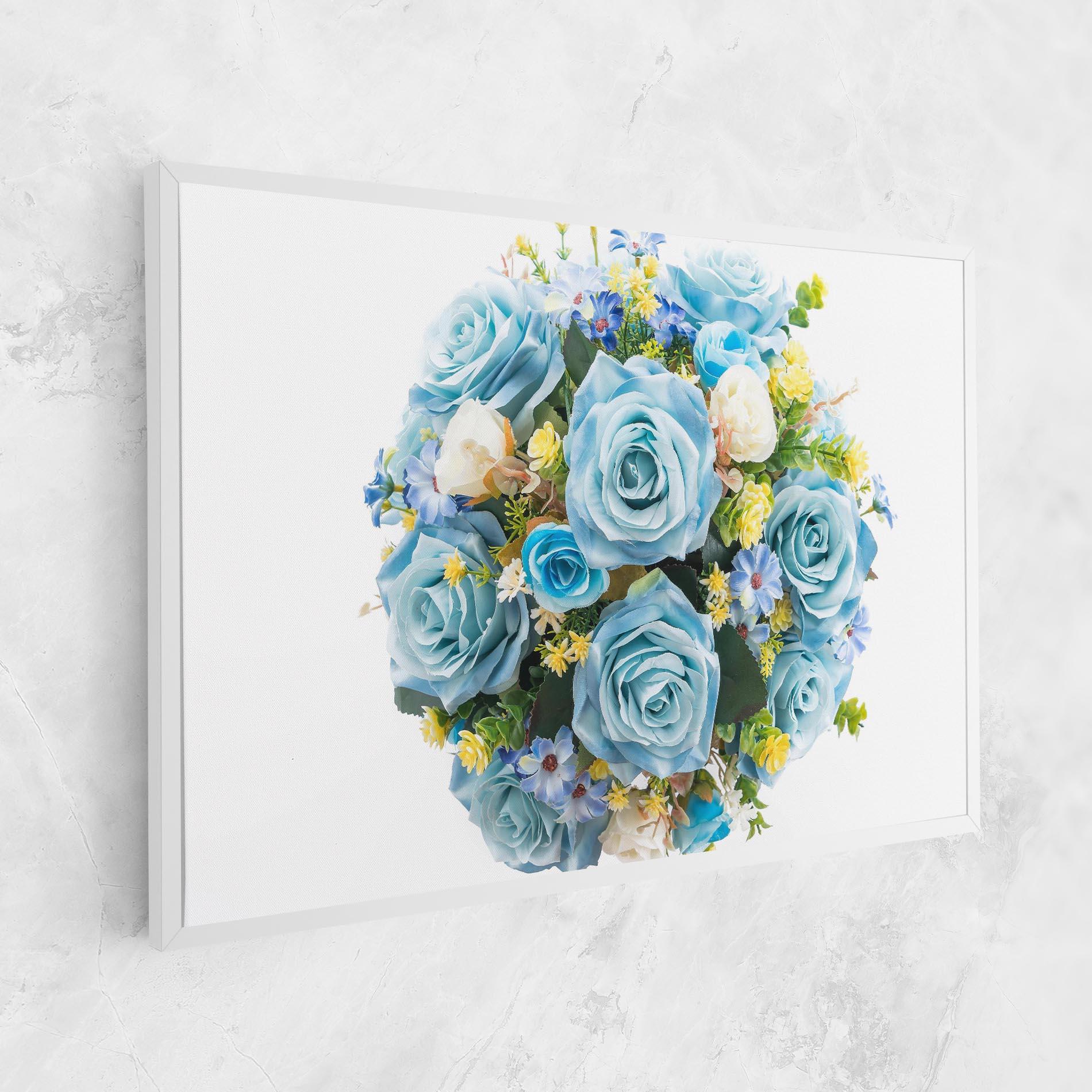 Leinwandbild Blue Roses Bouquet mockup 1