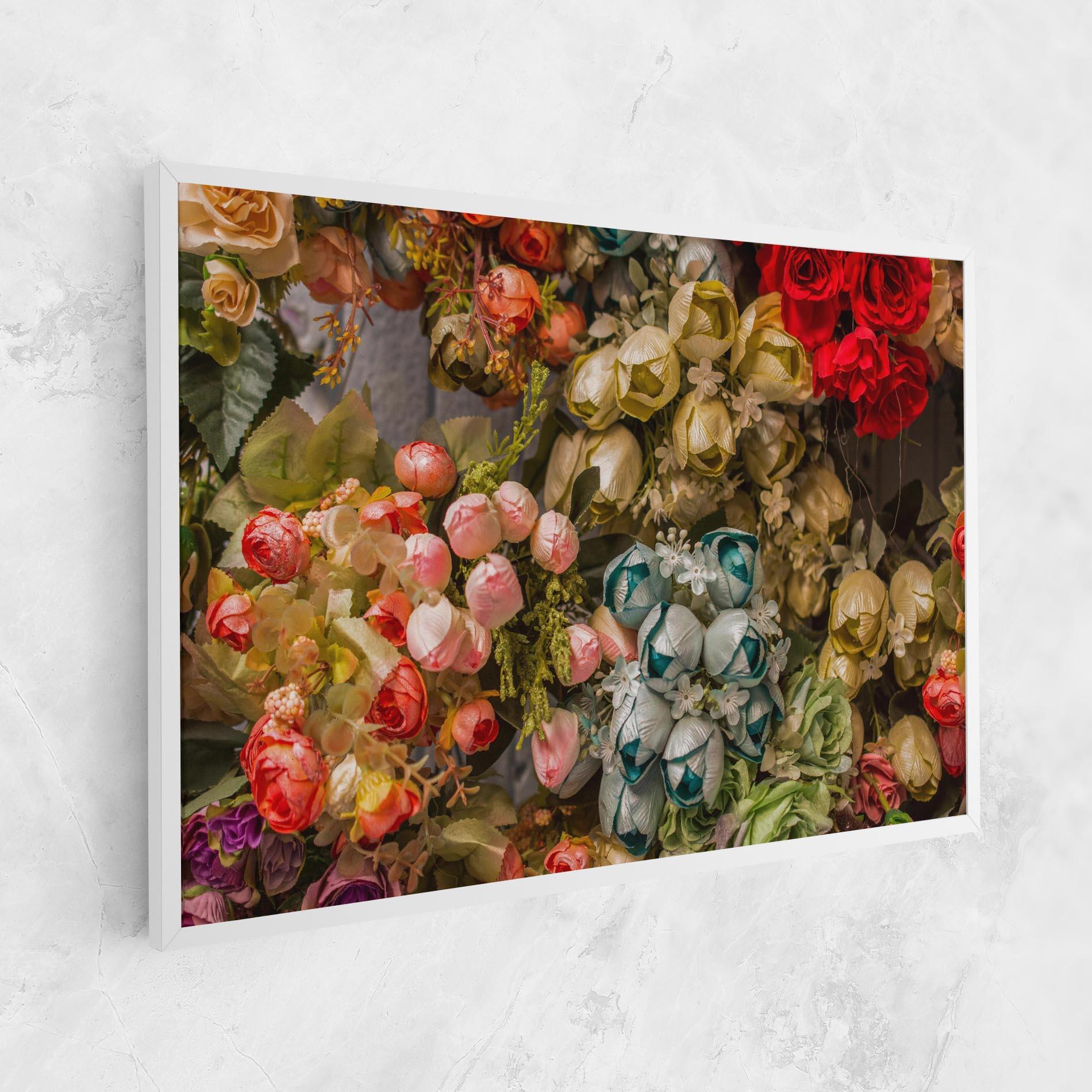 Leinwandbild Fake Flowers Wall mockup 1