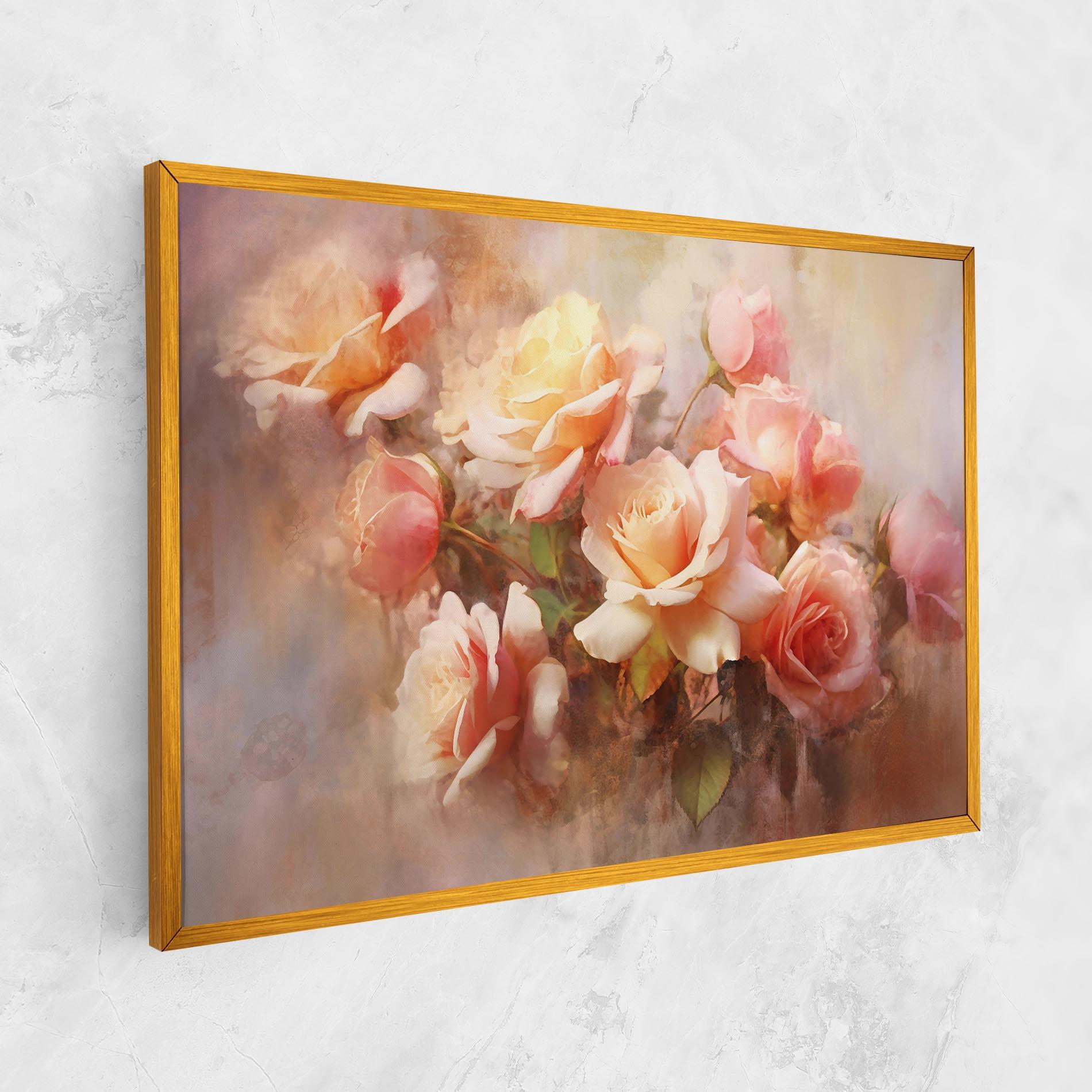 Leinwandbild Roses Bouquet Painting mockup 1