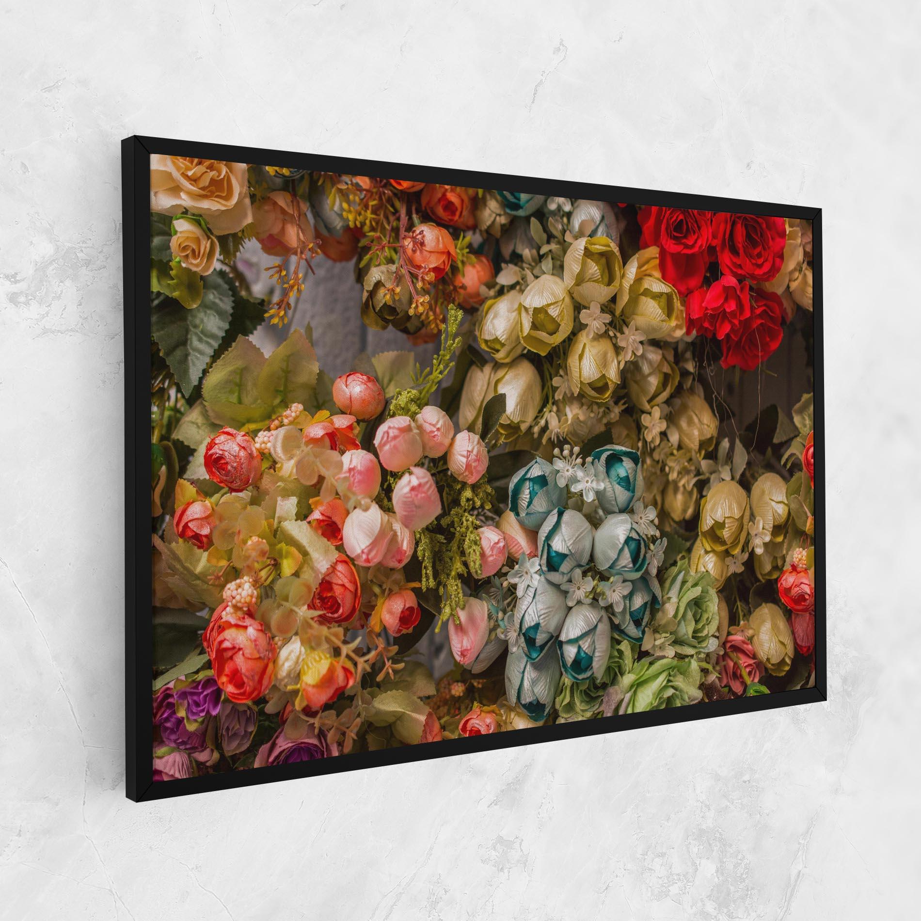 Leinwandbild Fake Flowers Wall mockup 1