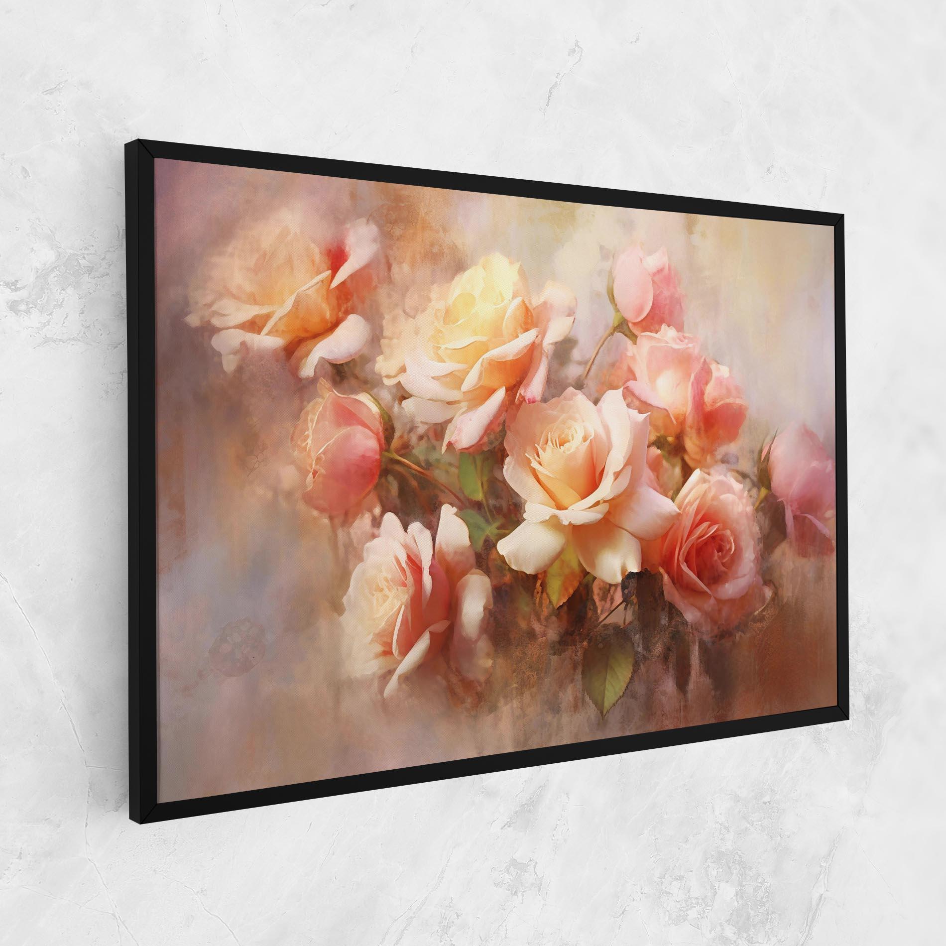 Leinwandbild Roses Bouquet Painting mockup 1