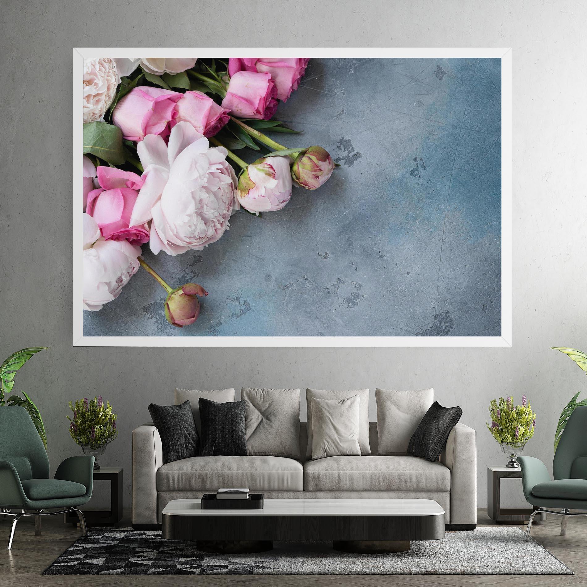 Leinwandbild Cute Pink Peonies mockup 7