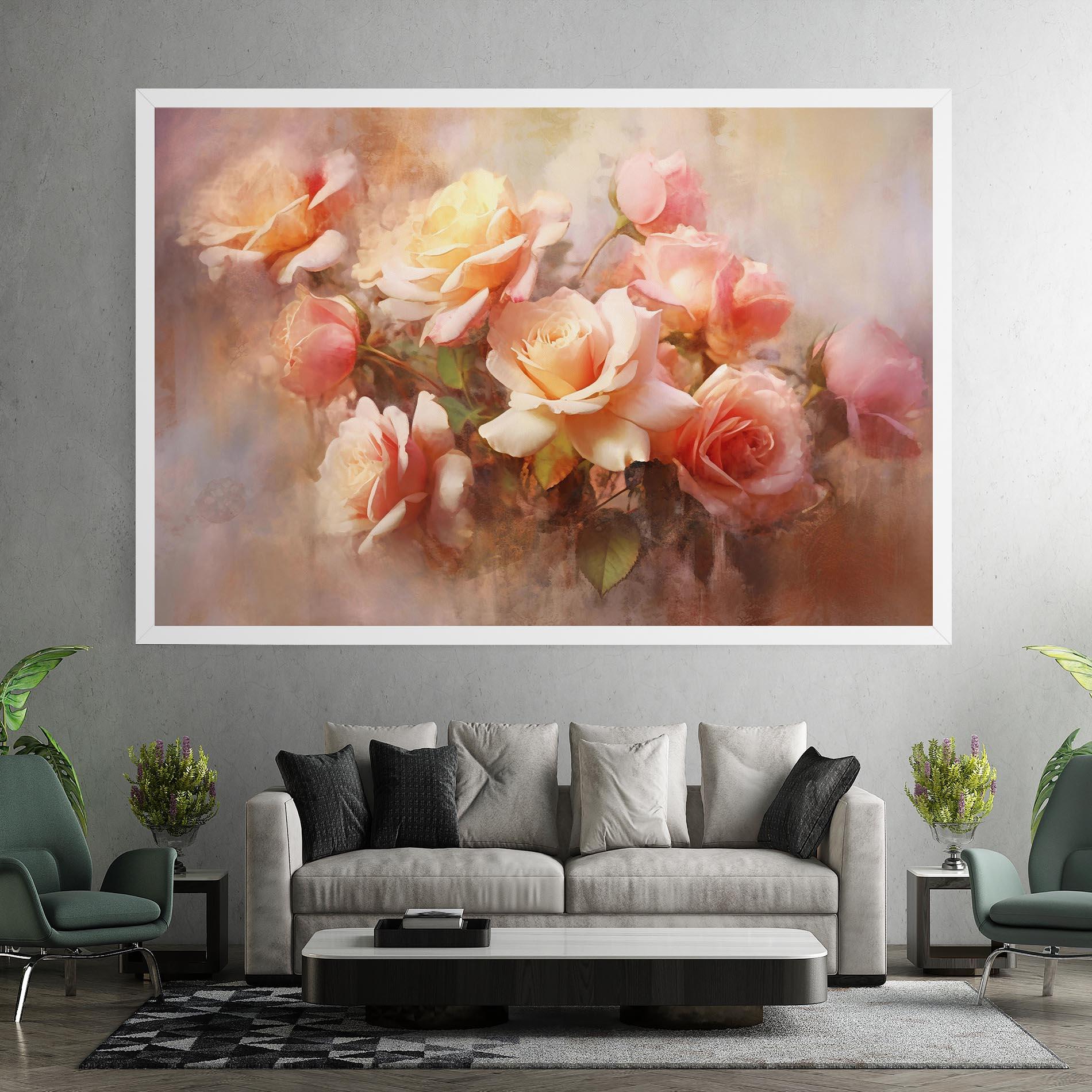 Leinwandbild Roses Bouquet Painting mockup 7