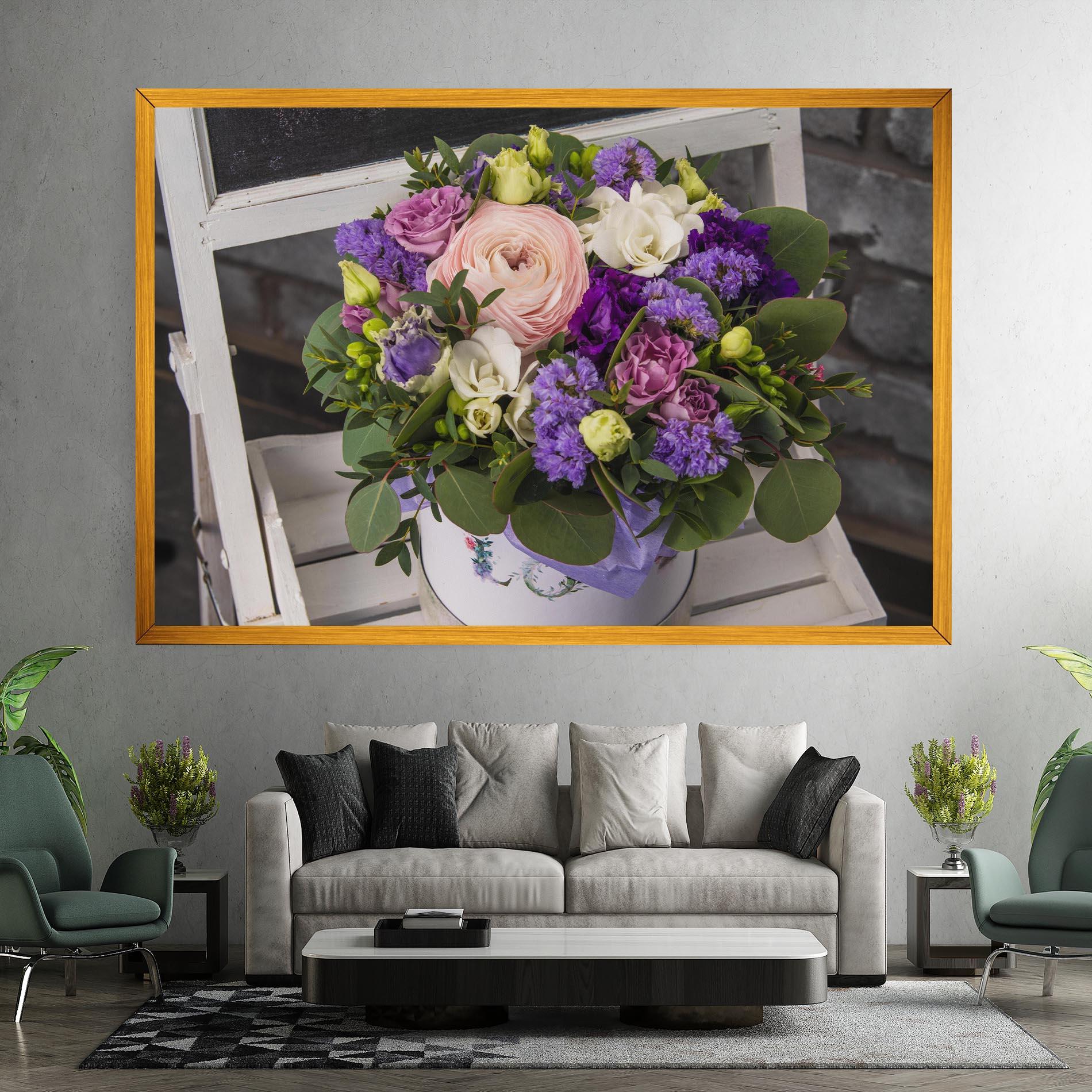 Leinwandbild Big Pink Rose Bouquet mockup 7