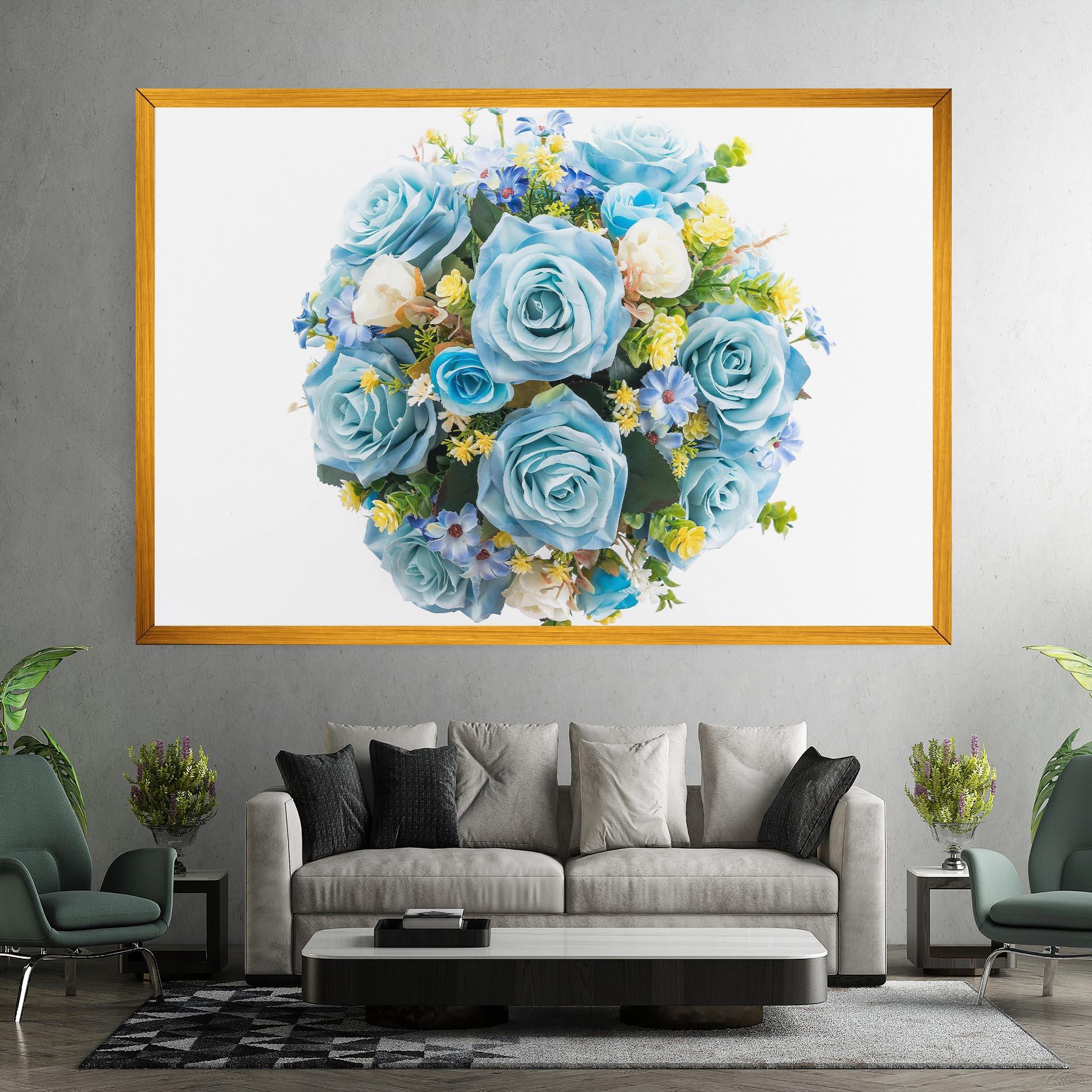 Leinwandbild Blue Roses Bouquet mockup 7