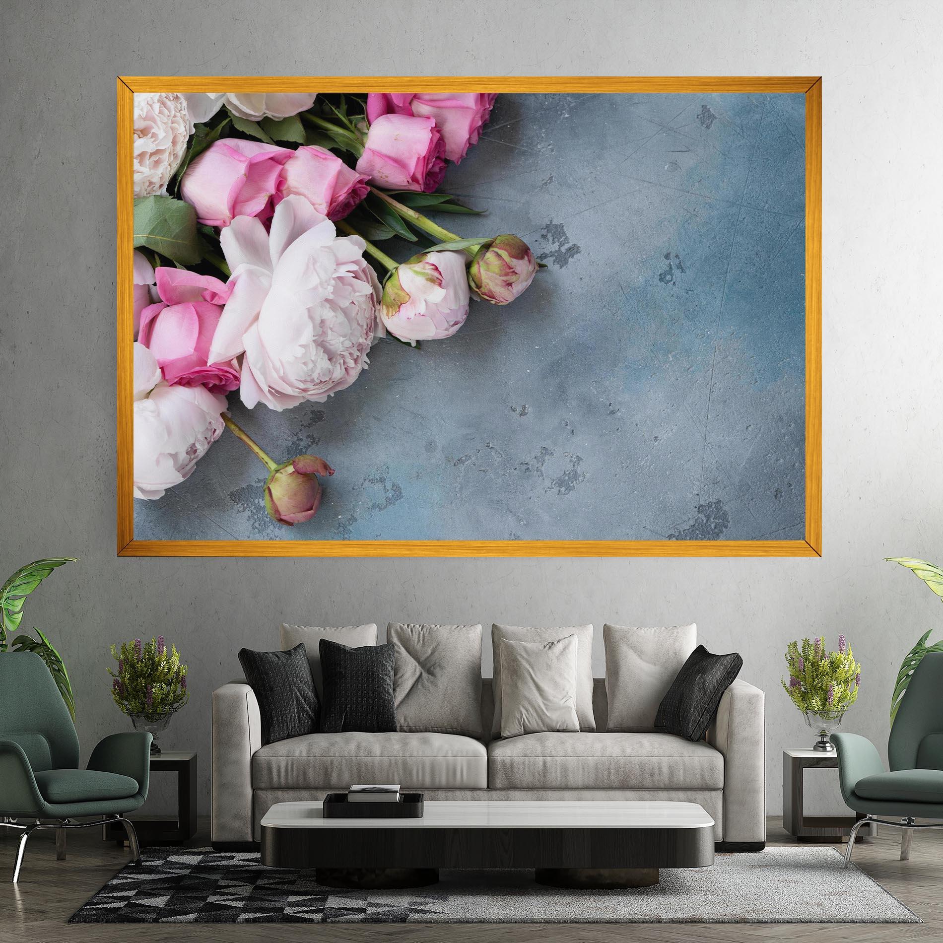 Leinwandbild Cute Pink Peonies mockup 7