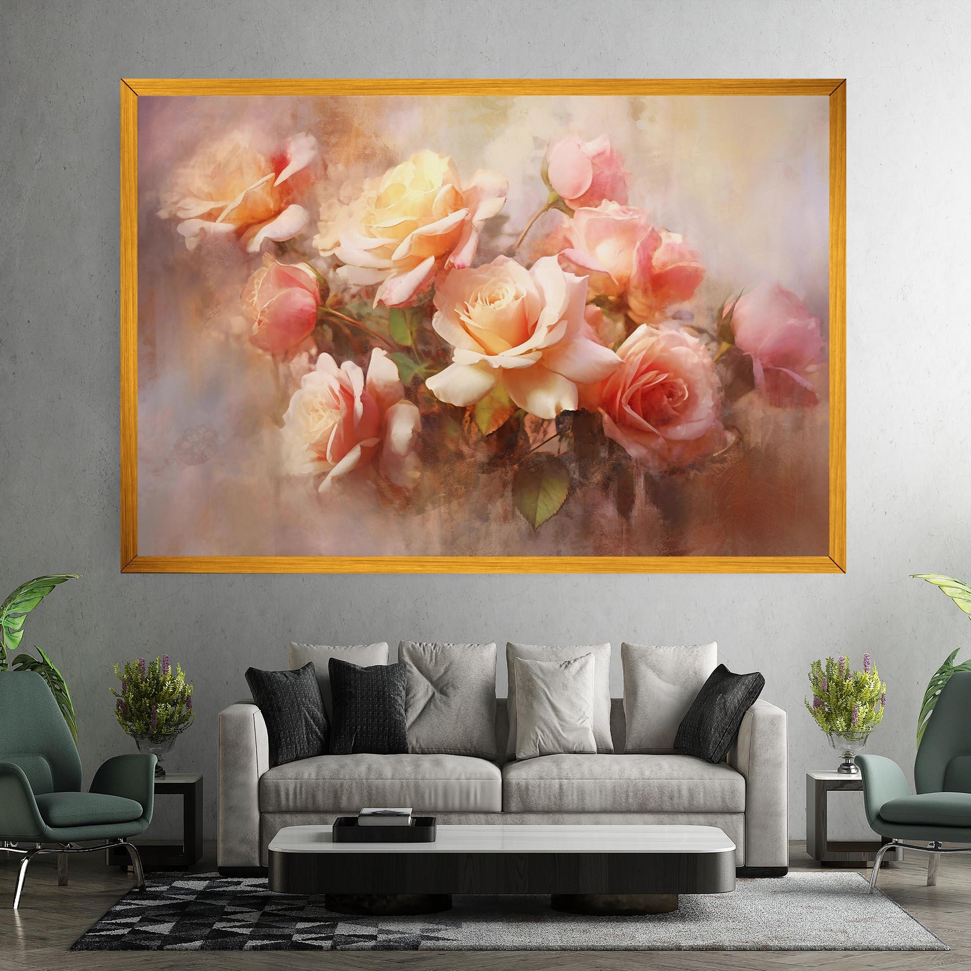 Leinwandbild Roses Bouquet Painting mockup 7