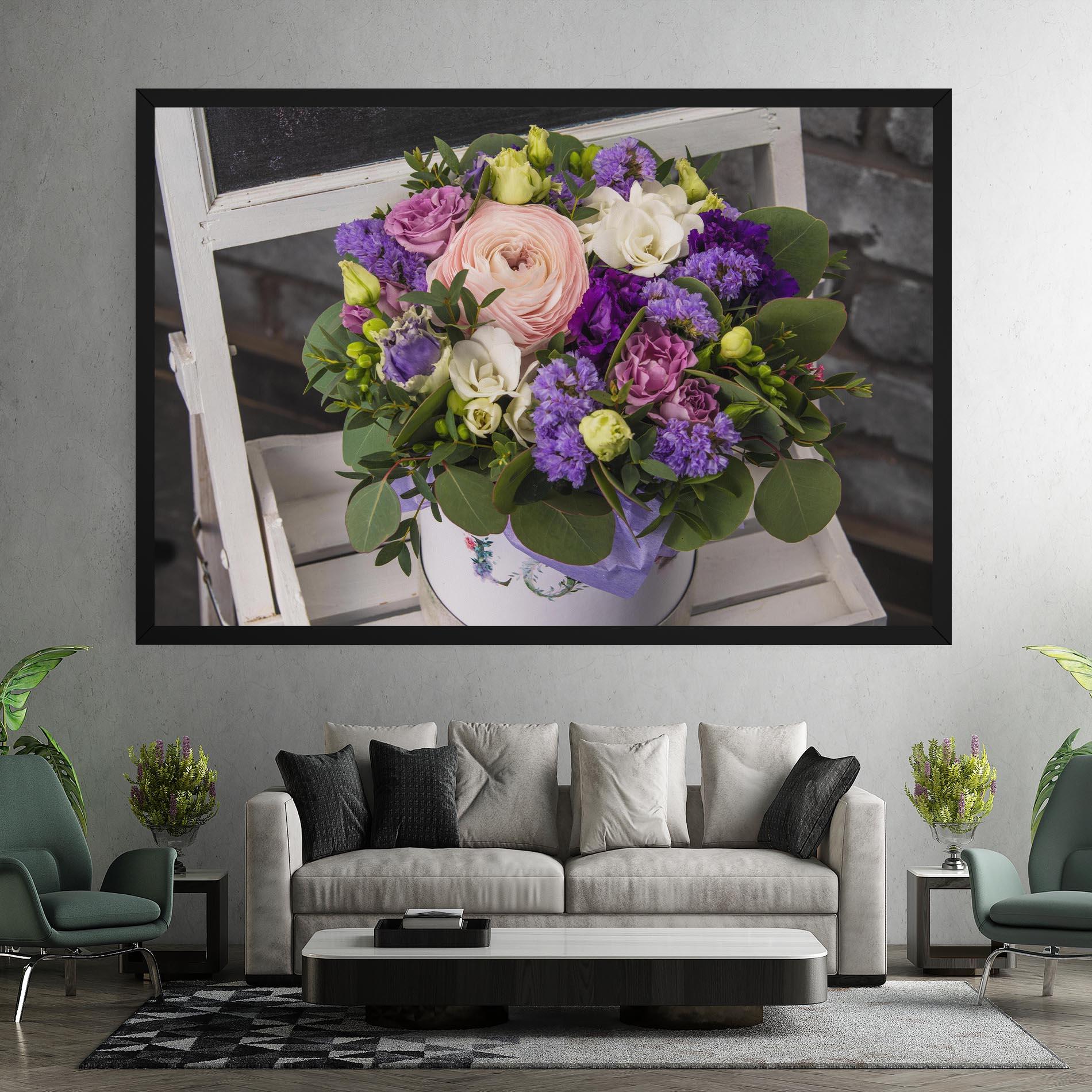 Leinwandbild Big Pink Rose Bouquet mockup 7