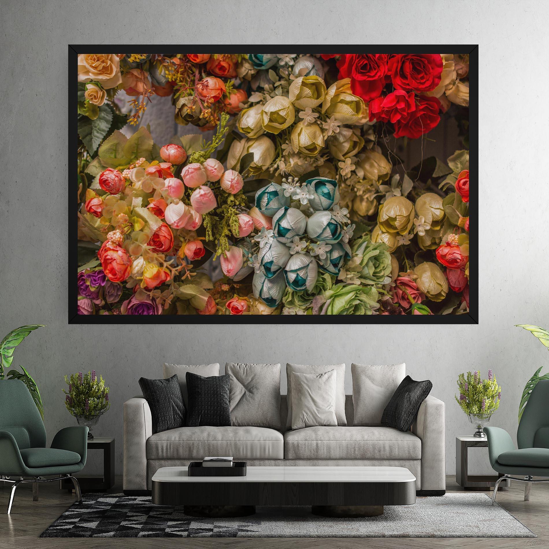 Leinwandbild Fake Flowers Wall mockup 7