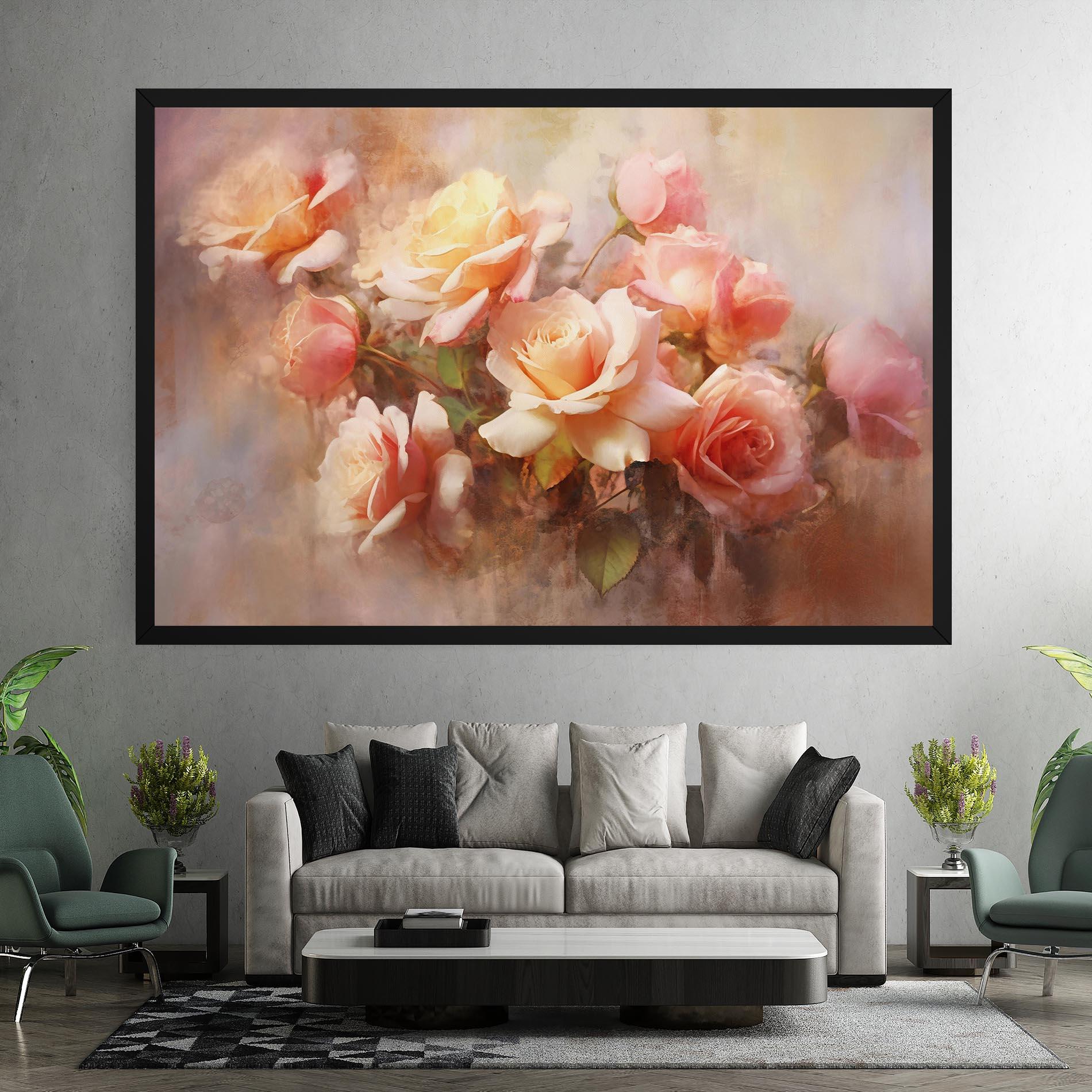 Leinwandbild Roses Bouquet Painting mockup 7