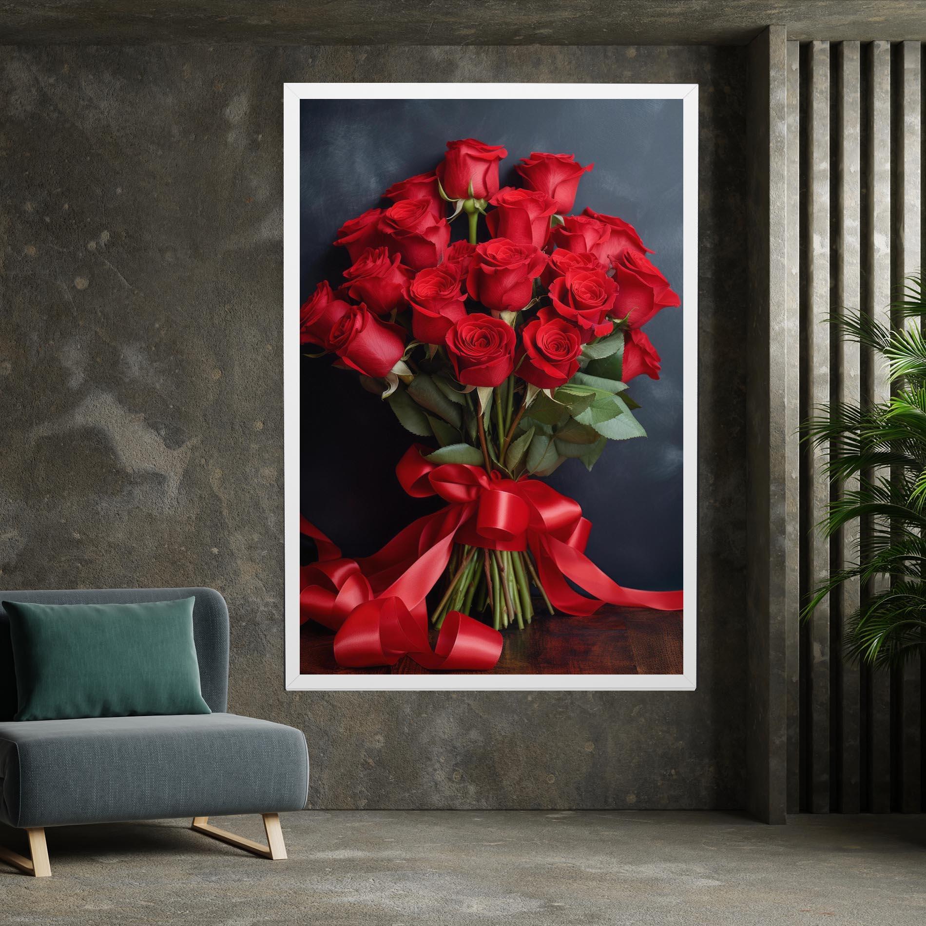 Leinwandbild Beautiful Red Roses Bouquet mockup 7
