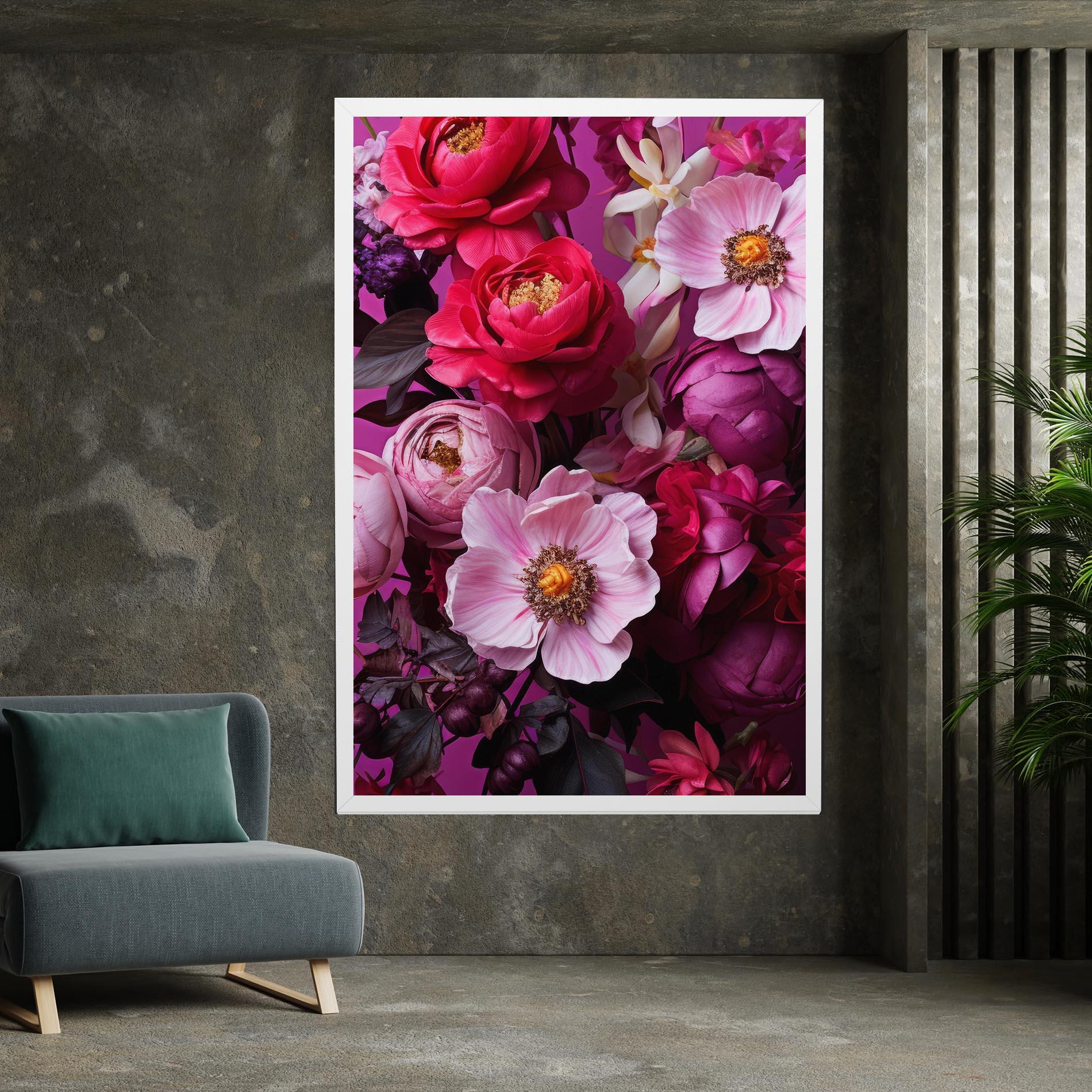 Leinwandbild Pink Red Bouquet mockup 7