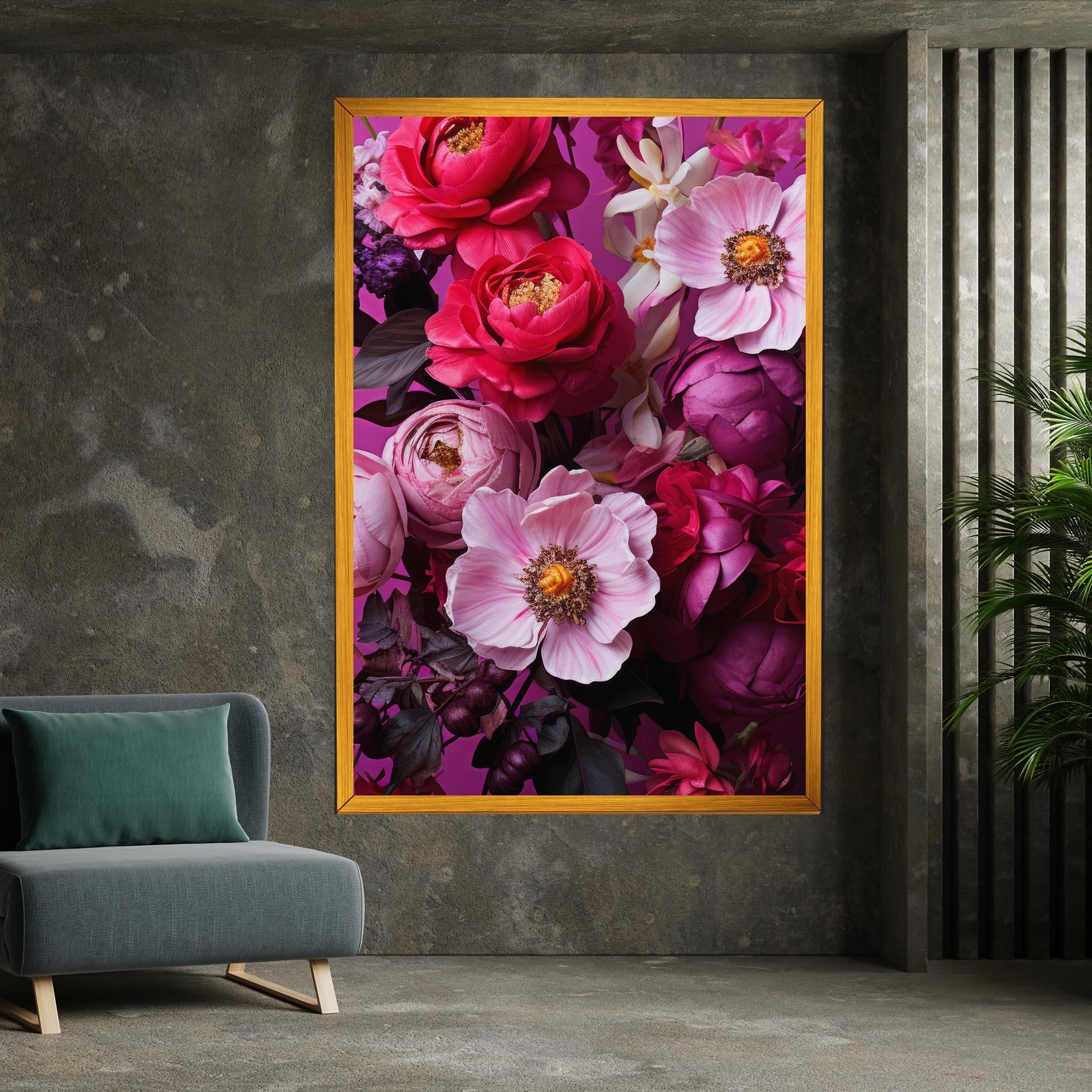Leinwandbild Pink Red Bouquet mockup 7