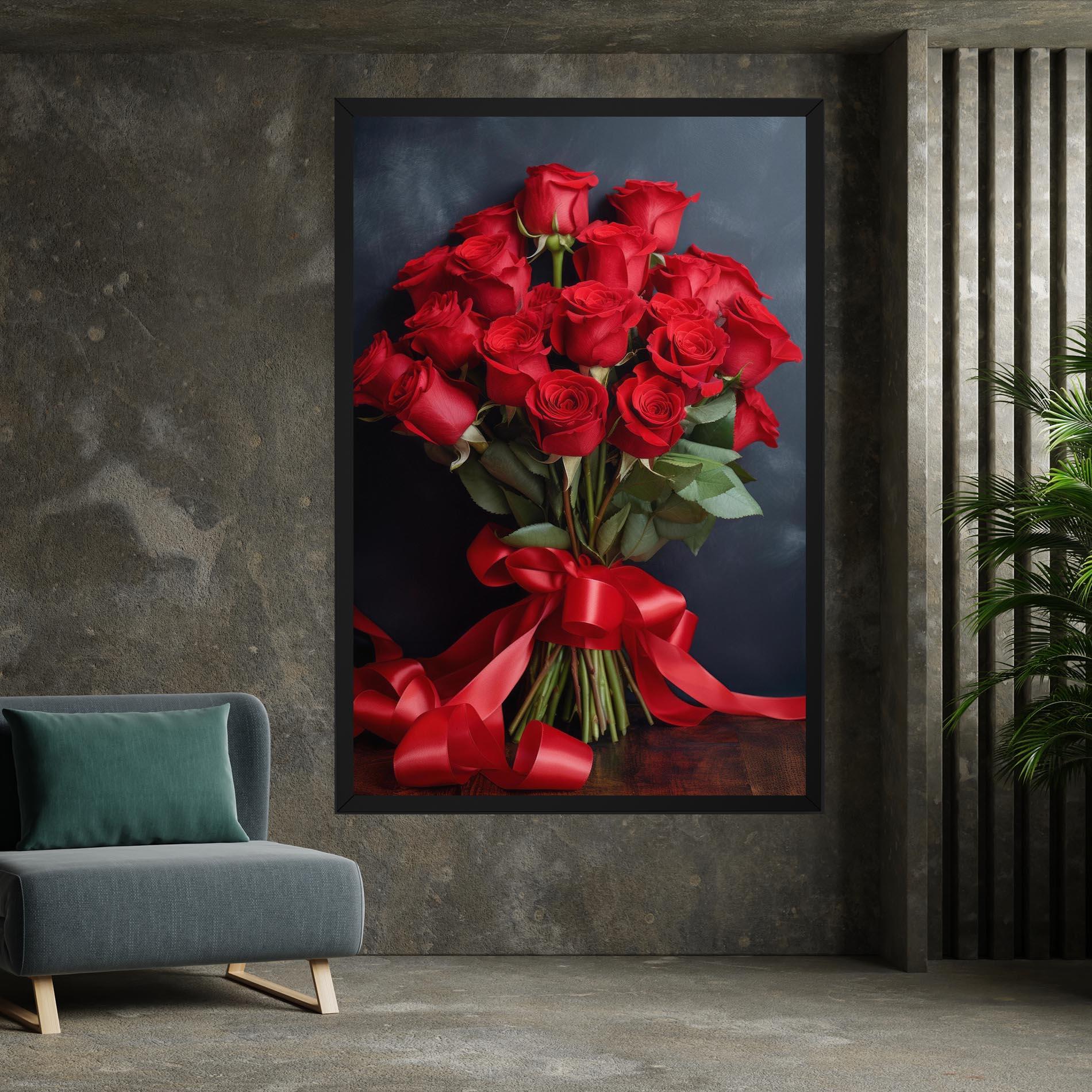 Leinwandbild Beautiful Red Roses Bouquet mockup 7