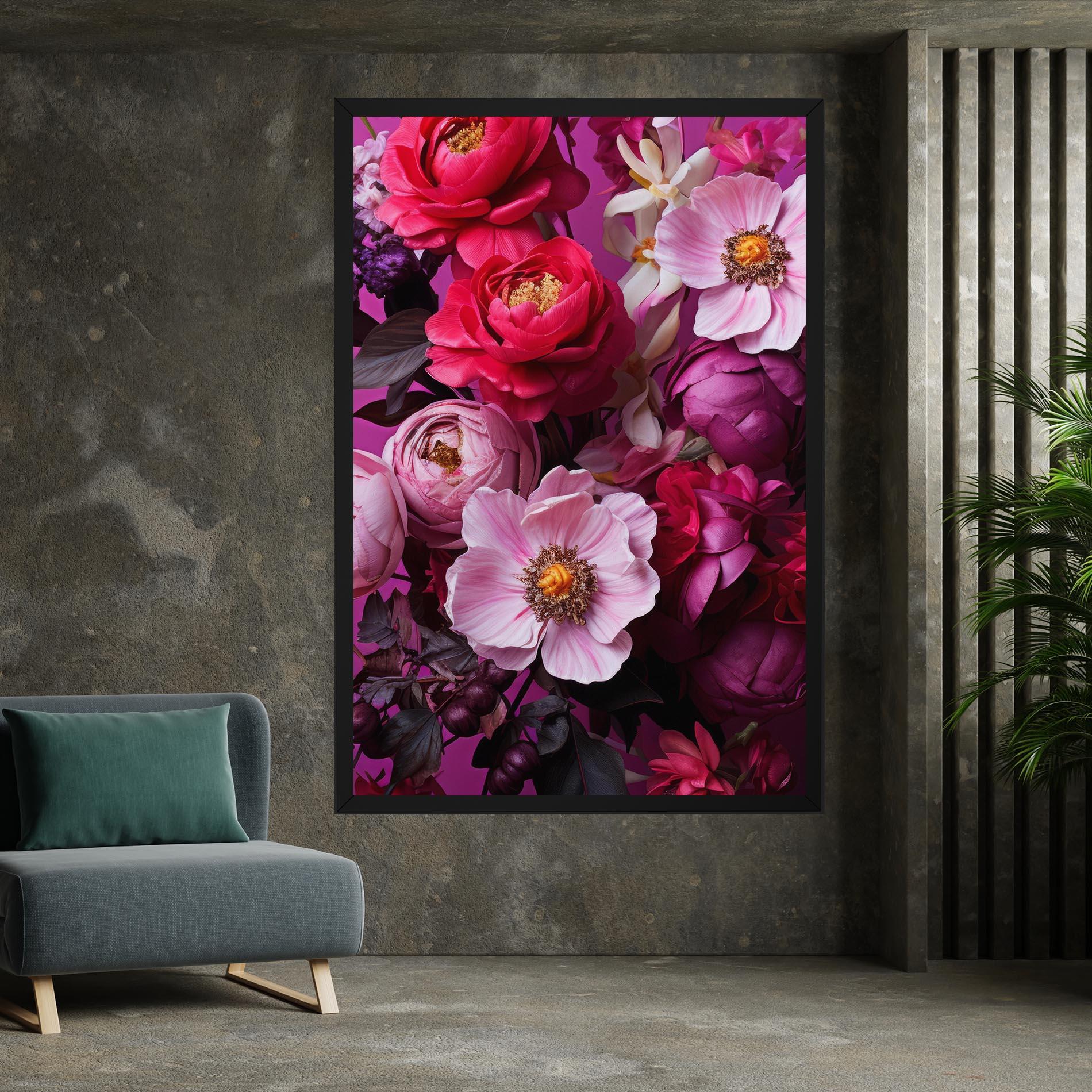 Leinwandbild Pink Red Bouquet mockup 7