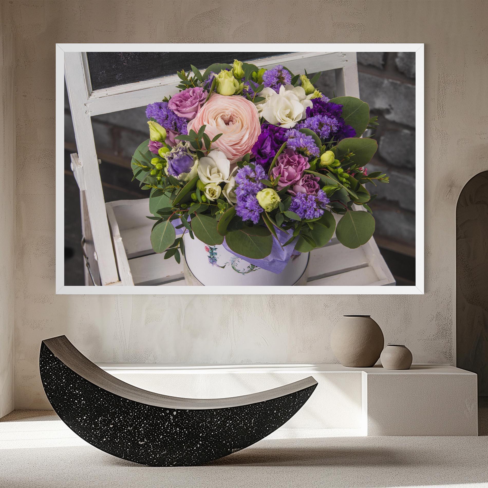 Leinwandbild Big Pink Rose Bouquet mockup 8